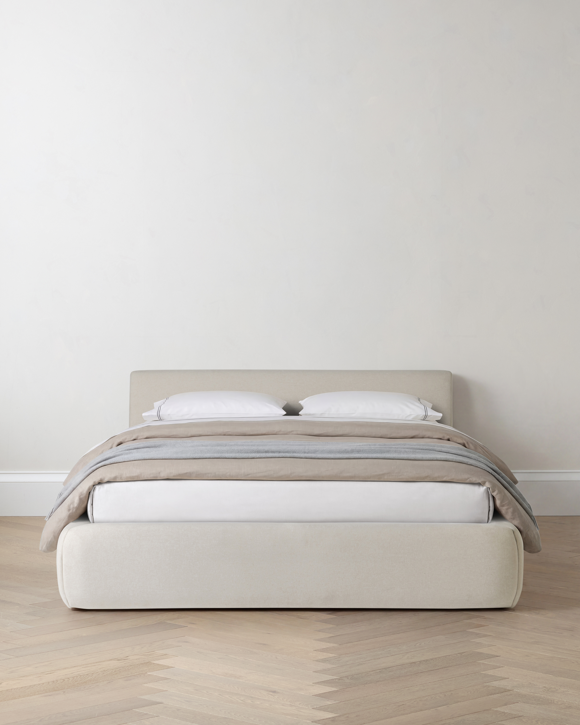 Ivory Plush Low Profile Platform Bed