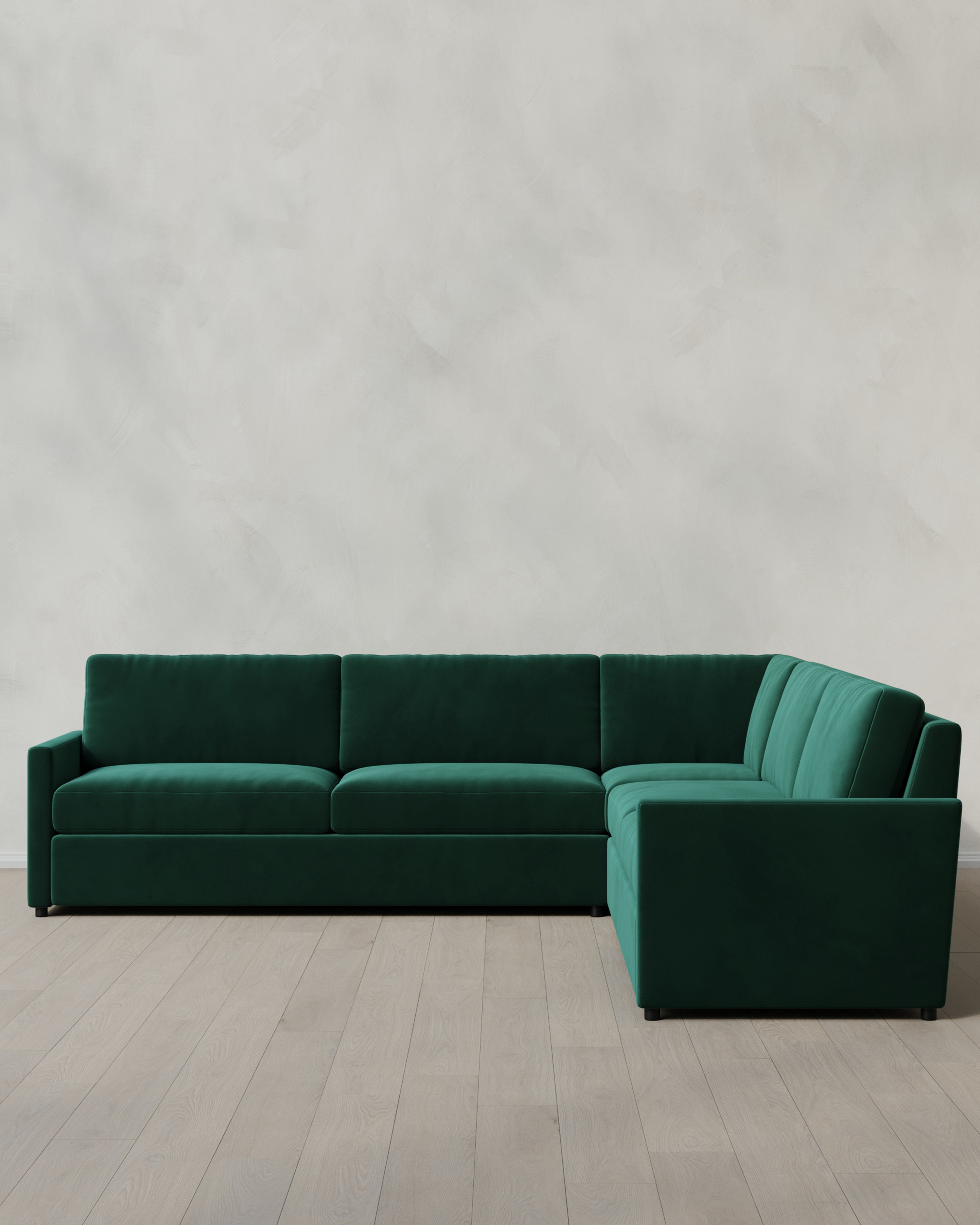 Quince | Brennan L Sectional in Performance Velvet in Spruce, Size 127x127