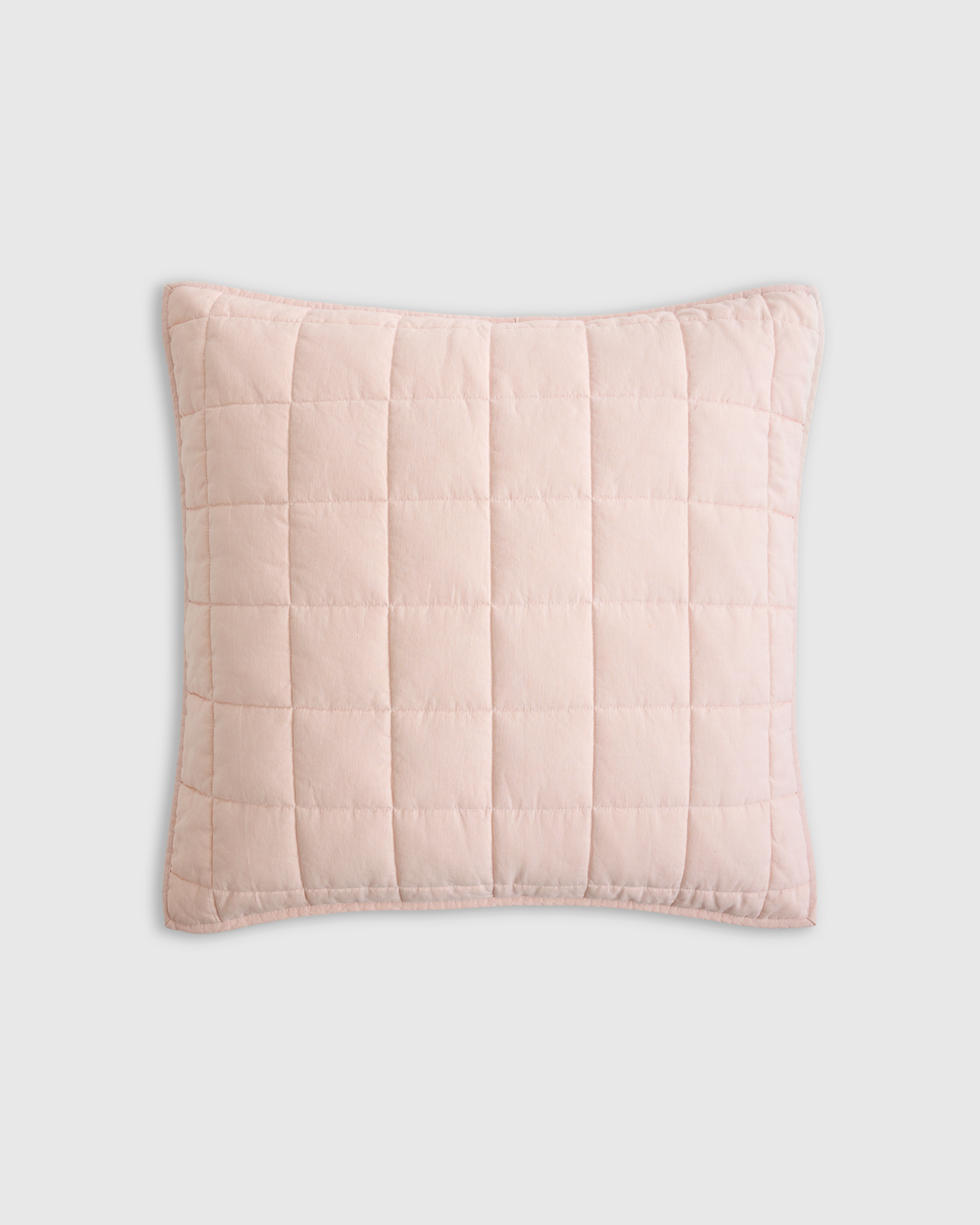 Soft Blush European Linen Box Quilted Euro Sham