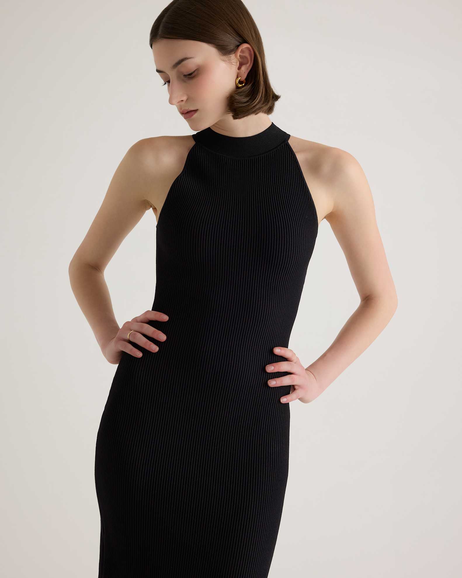 High Neck Ribbed Knit Mini Dress High Neck Ribbed Knit Mini Dress