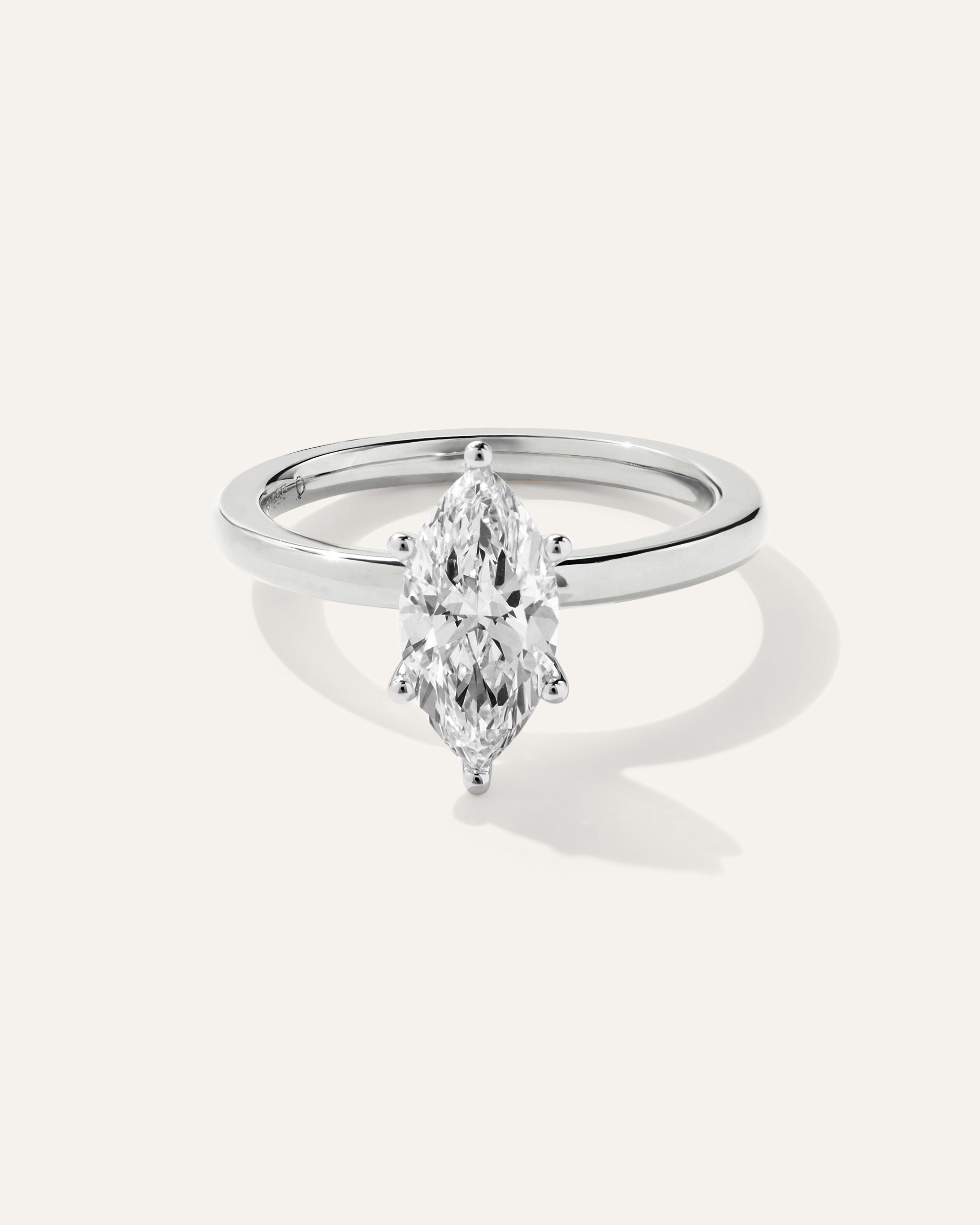 Platinum Lab Grown Diamond Marquise Comfort Fit Engagement Ring