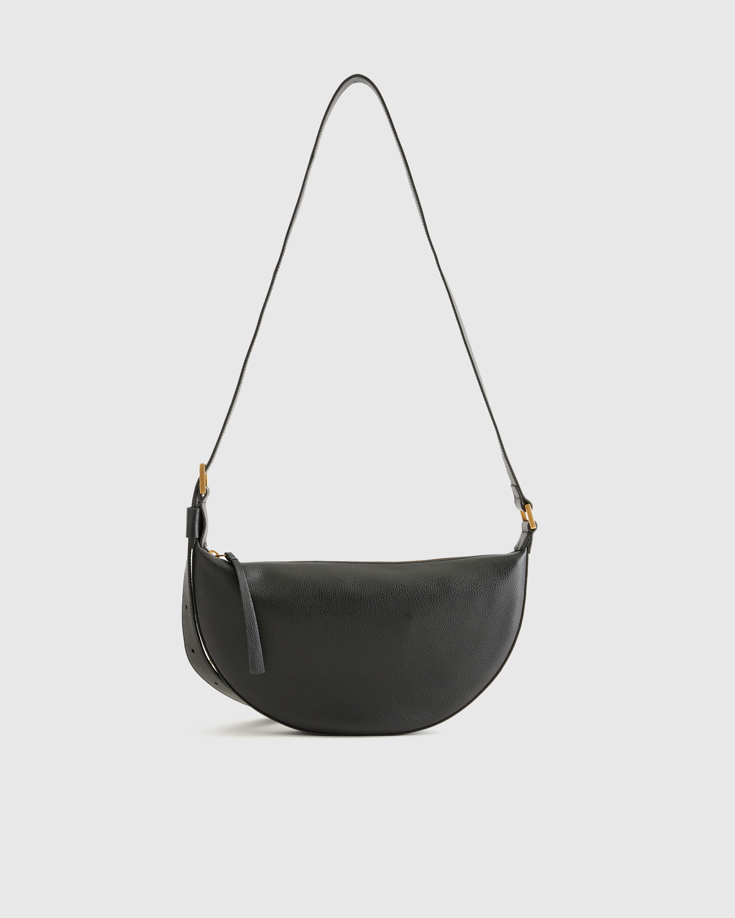 Black Italian Leather Slouchy Sling Crossbody