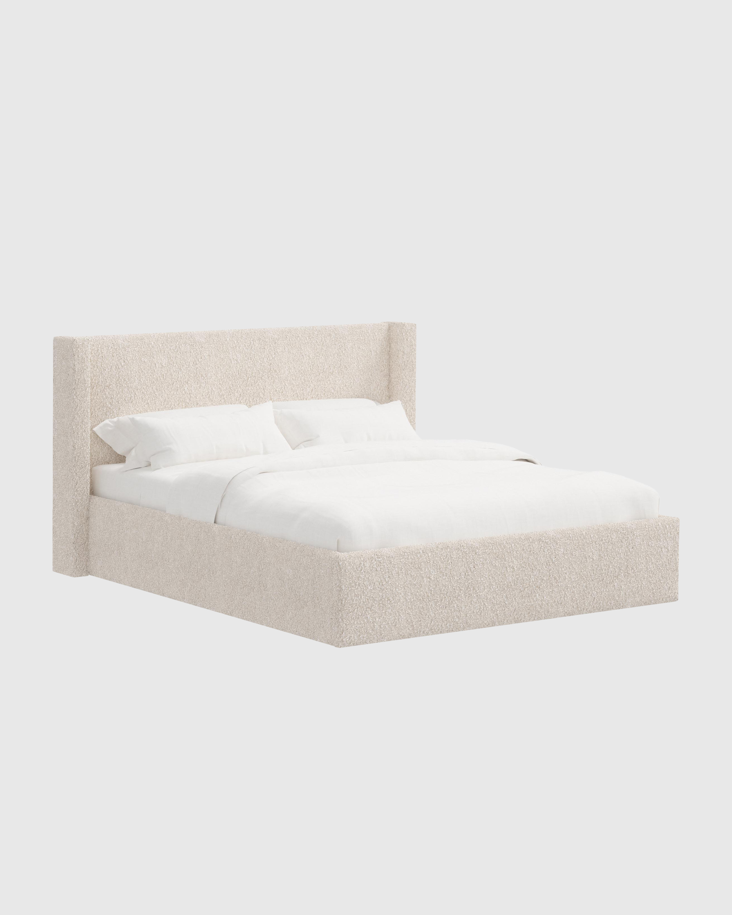 Plush Boucle Wingback Bed - Thumbnail 2