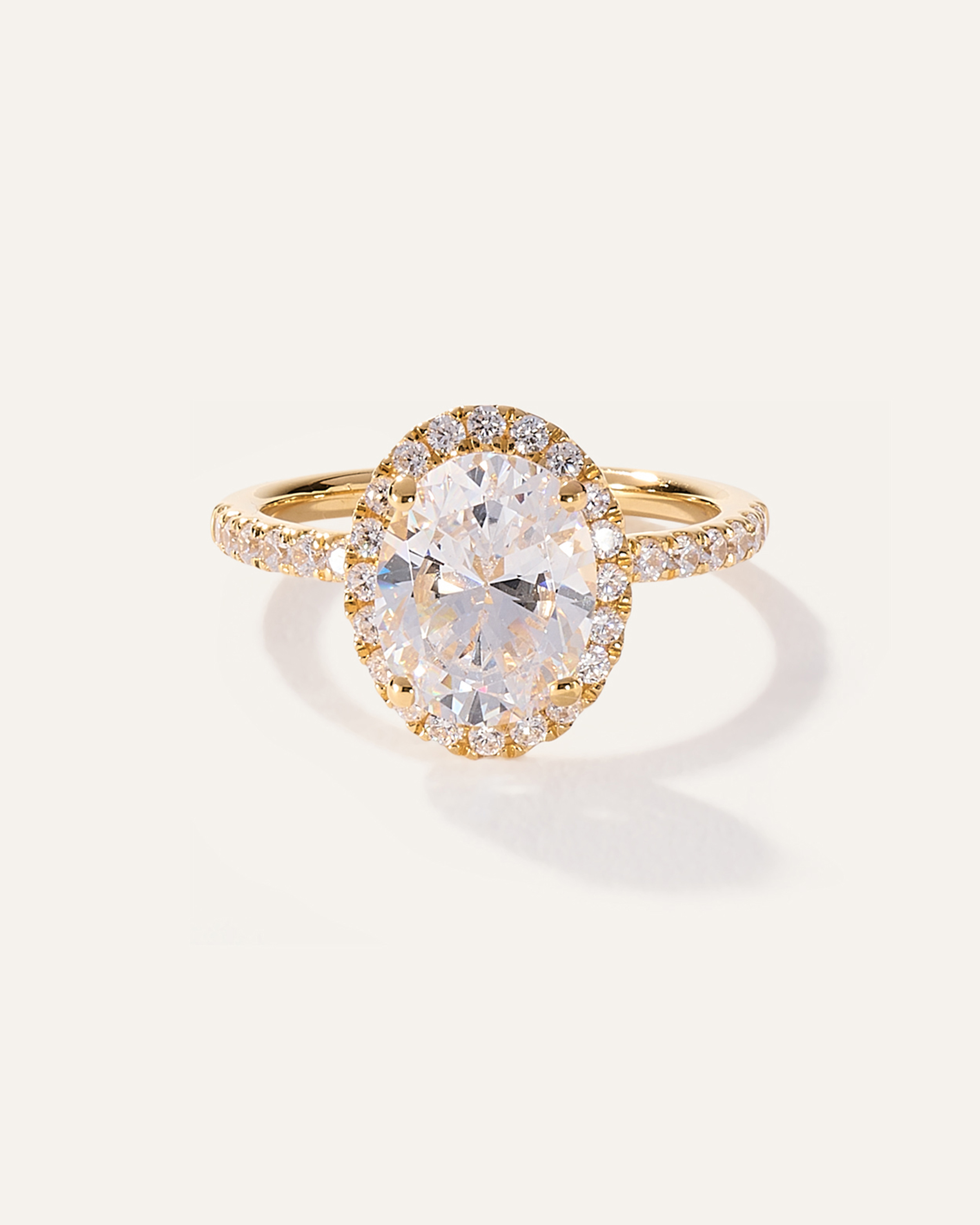 Yellow Gold Lab Grown Diamond Oval Halo Pave Engagement Ring