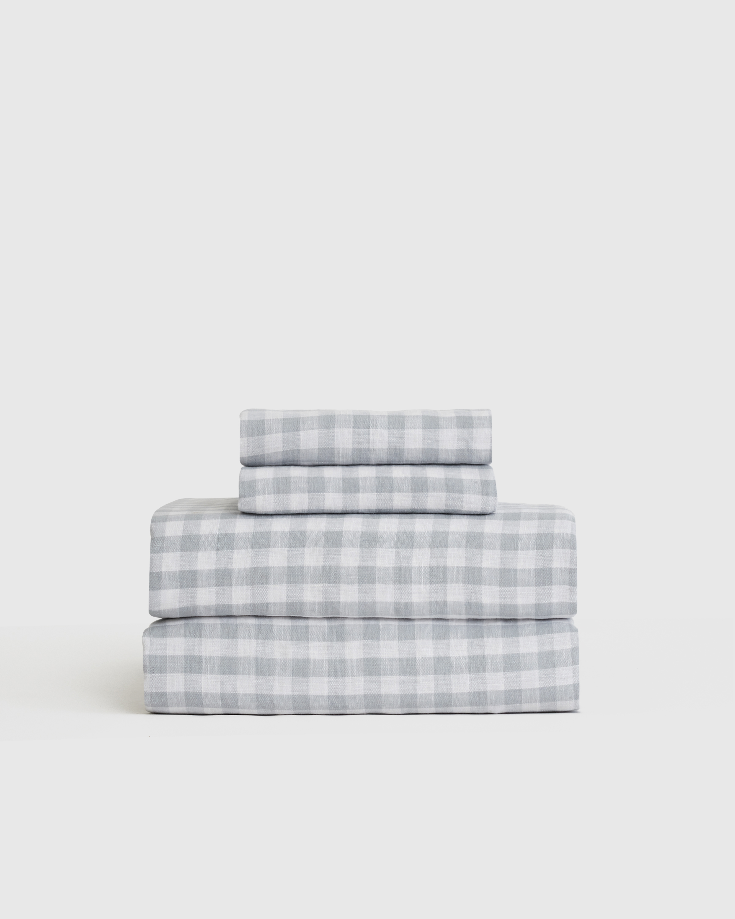 Blue Fog European Linen Gingham Sheet Set