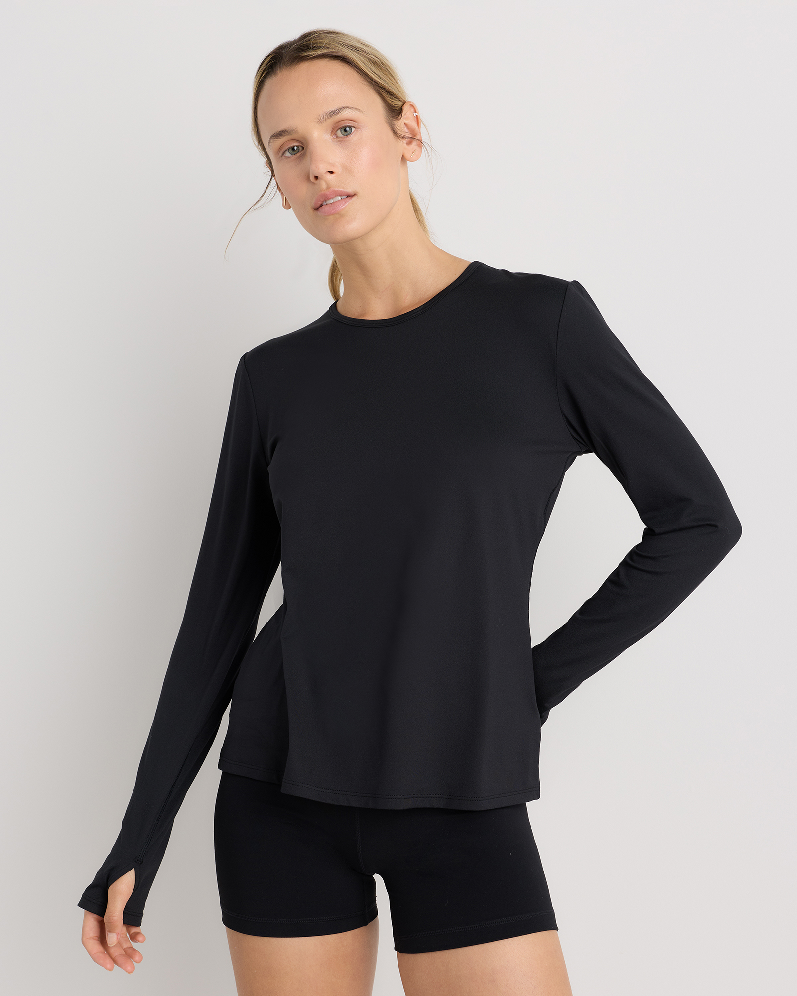 True Black Flowknit Breeze Long Sleeve Top