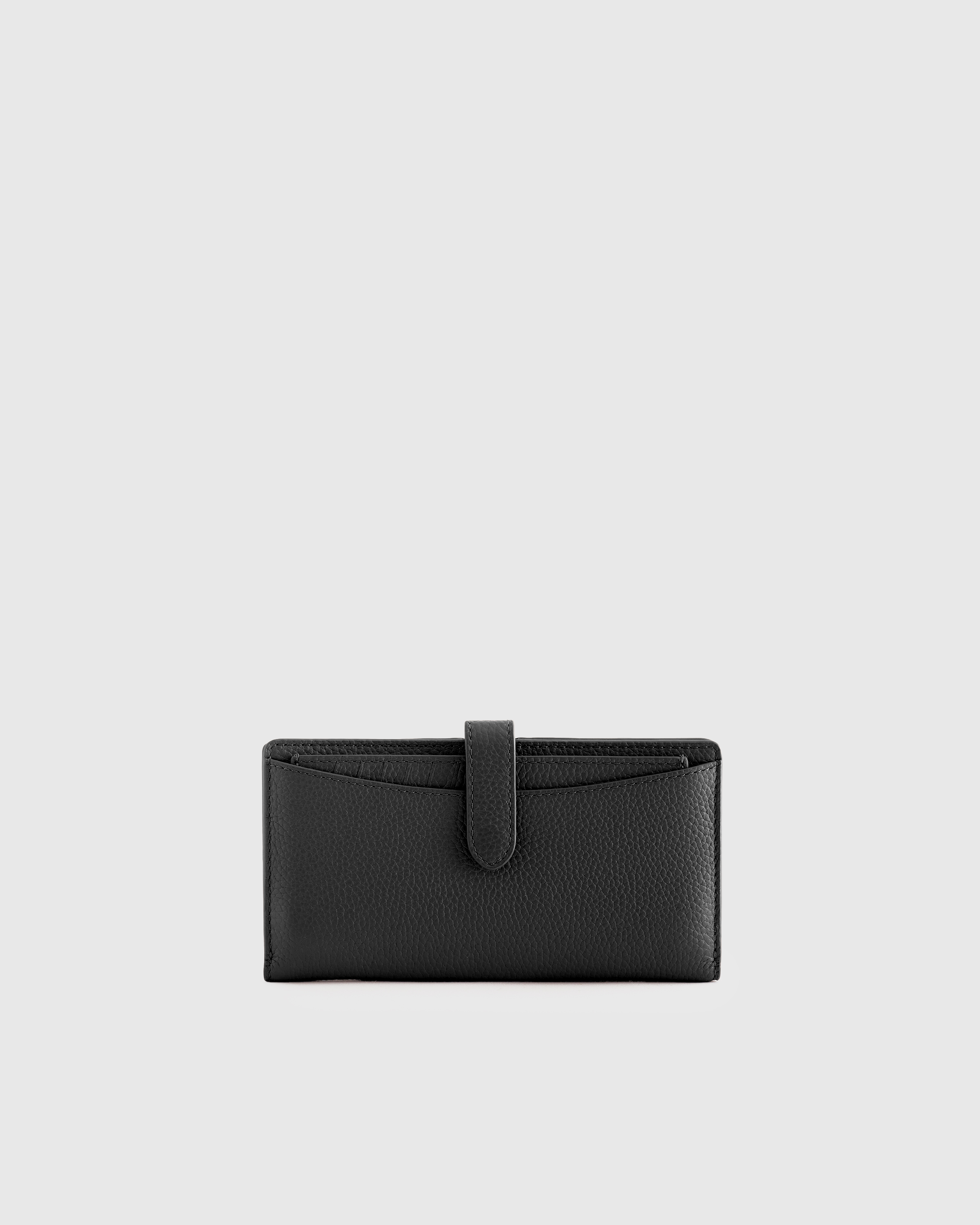 Black Italian Pebbled Leather Bifold 2-in-1 Wallet