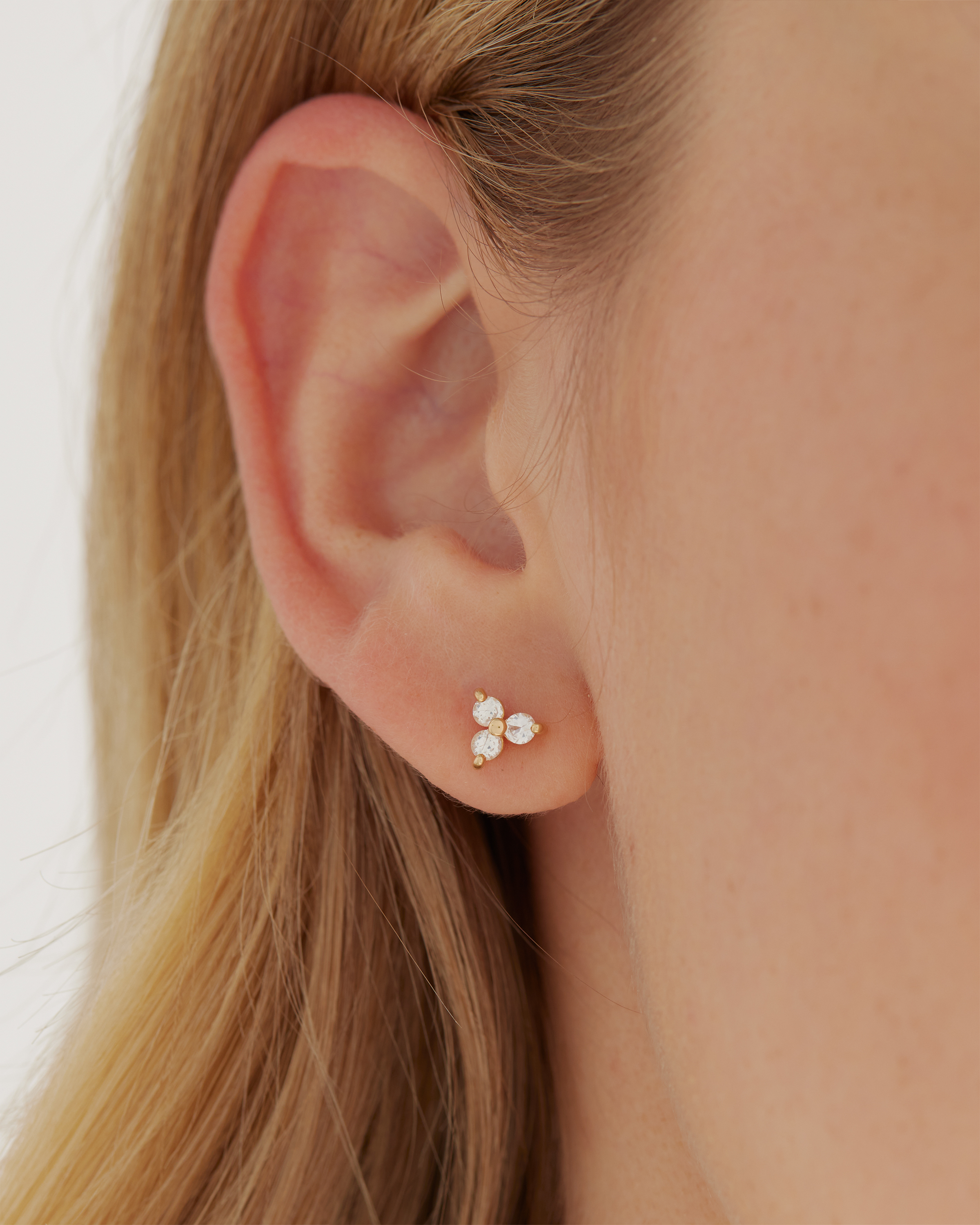 White Sapphire Triad Studs