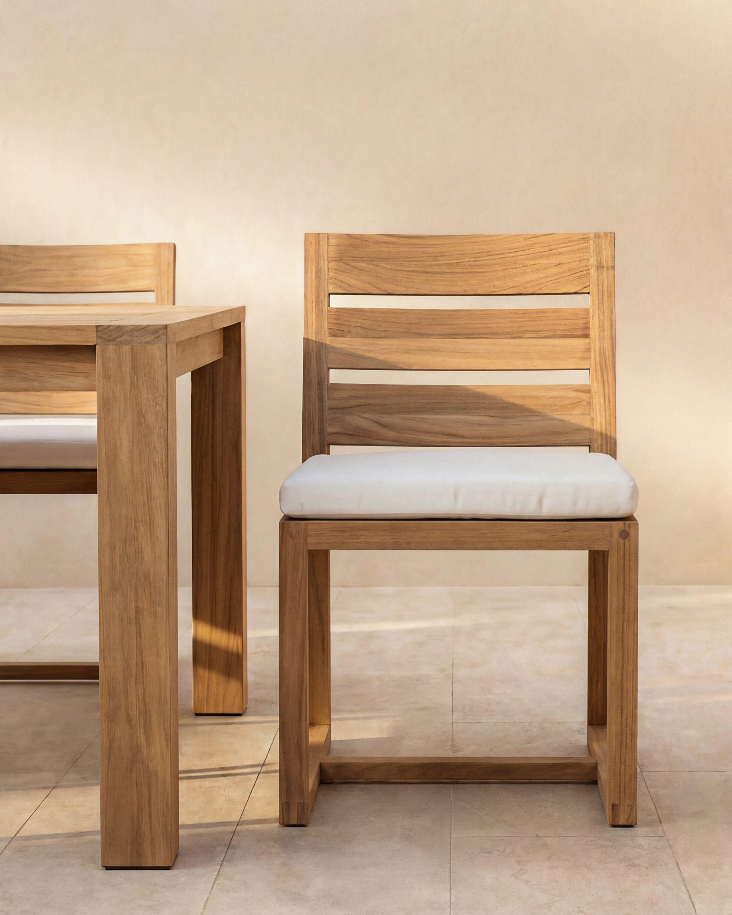 Narrow Solid Teak Outdoor side chair