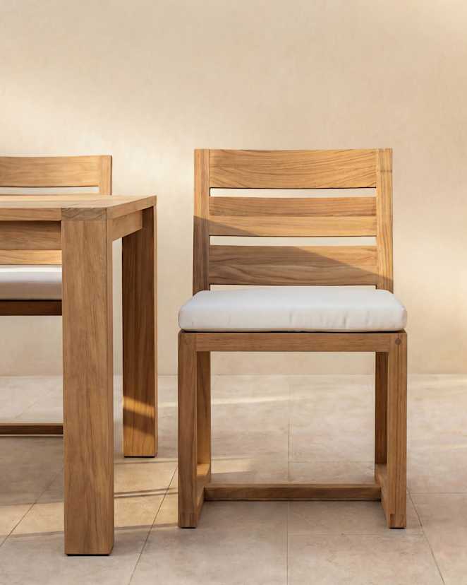 Narrow Solid Teak Outdoor side chair