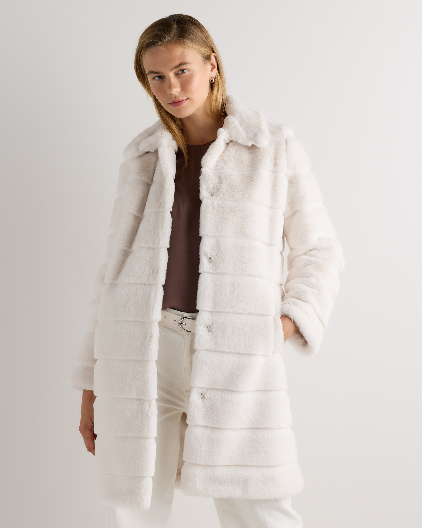 Winter White Faux Fur Long Coat
