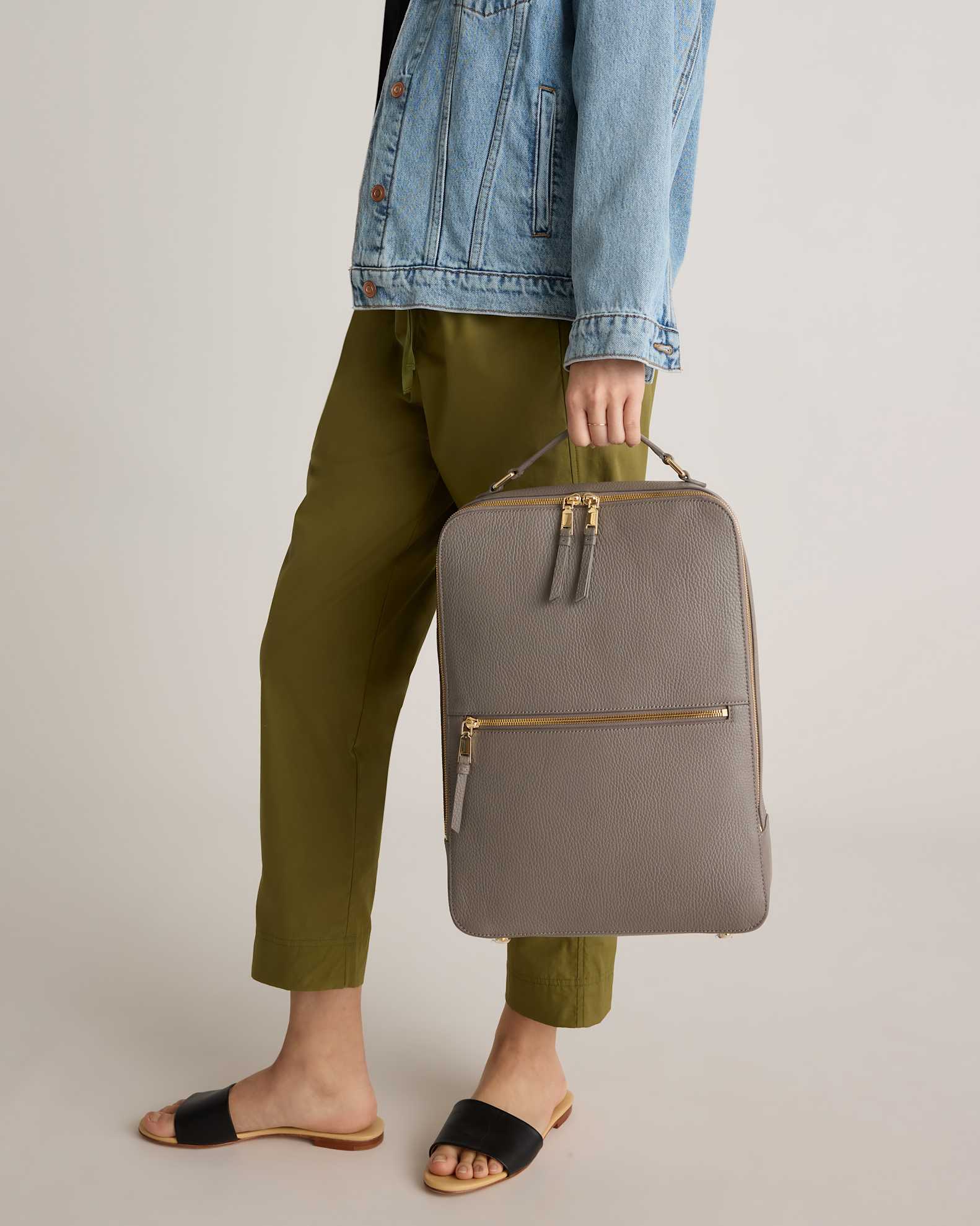 Women's Italian Leather Laptop Backpack in Mink by Quince Women's Italian Leather Laptop Backpack in Mink by Quince