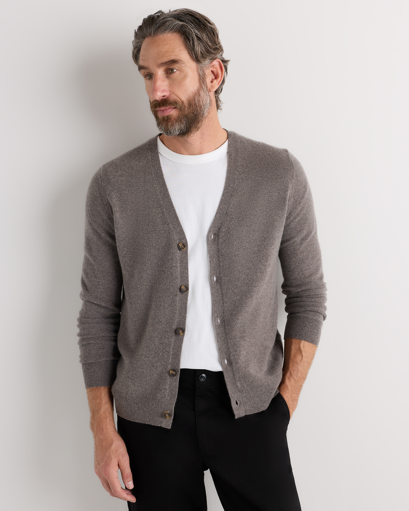 Elk Brown Mongolian Cashmere Cardigan Sweater