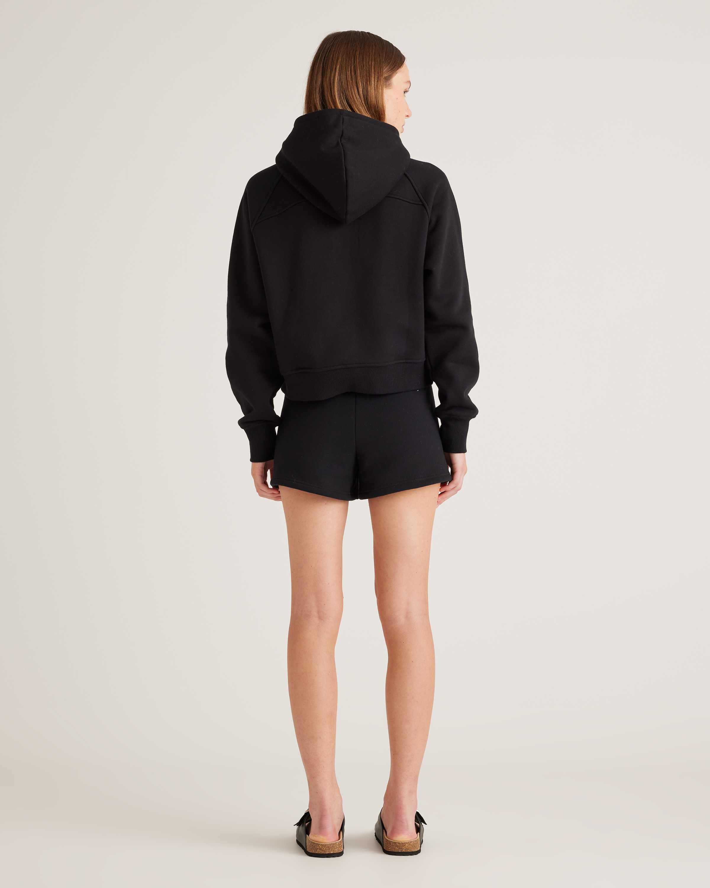 Organic Heavyweight Fleece Cropped Half Zip Hoodie