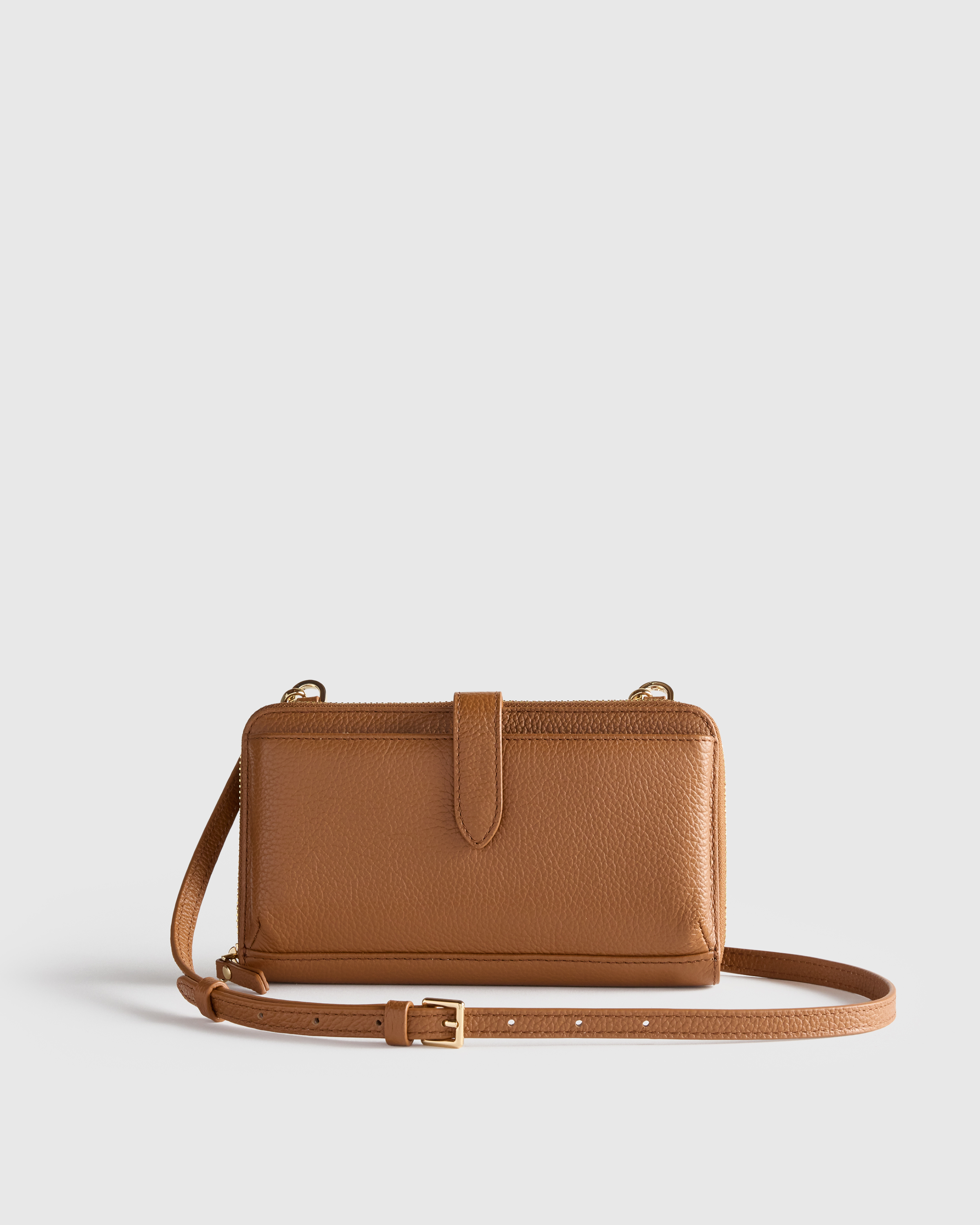 Cognac Italian Leather Phone Wallet Crossbody