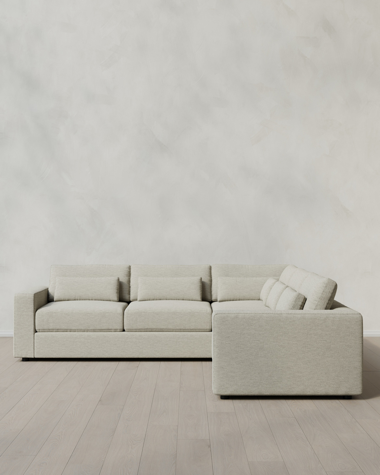 Chunky Arm Deep Seat L Sectional 119x119 Bru Colourwash Flax