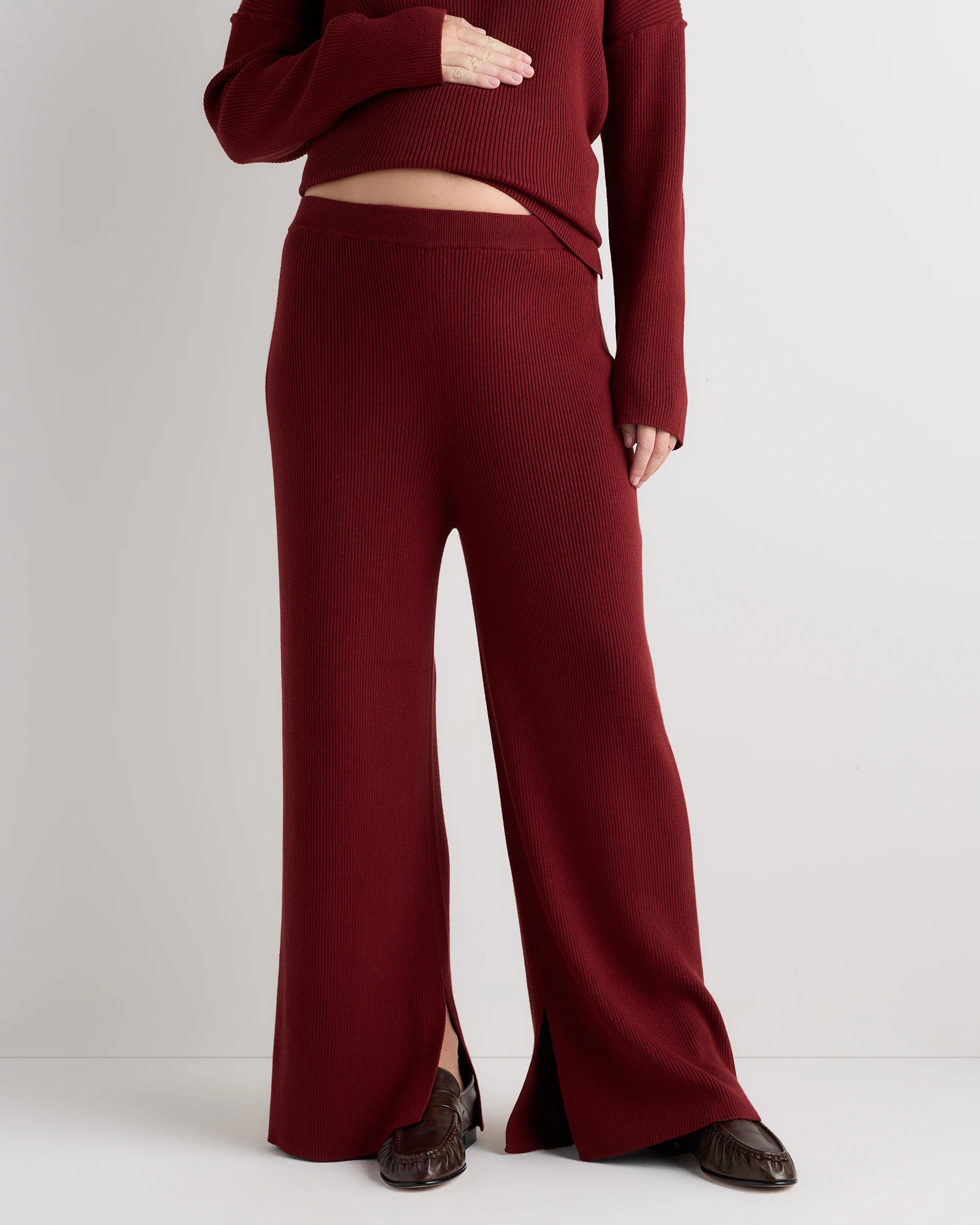 Cotton Cashmere Maternity Wide Leg Pants - Maternity