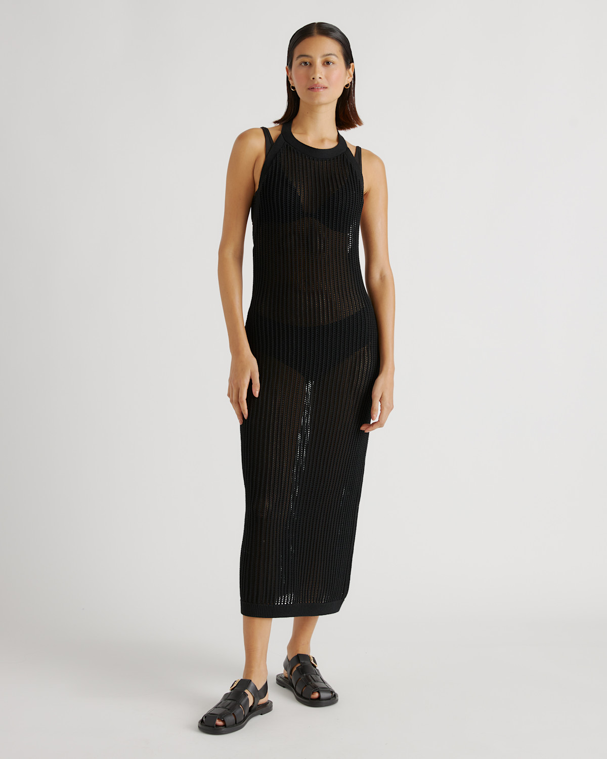 100% Organic Cotton Open-Knit Cover-Up Maxi Dress