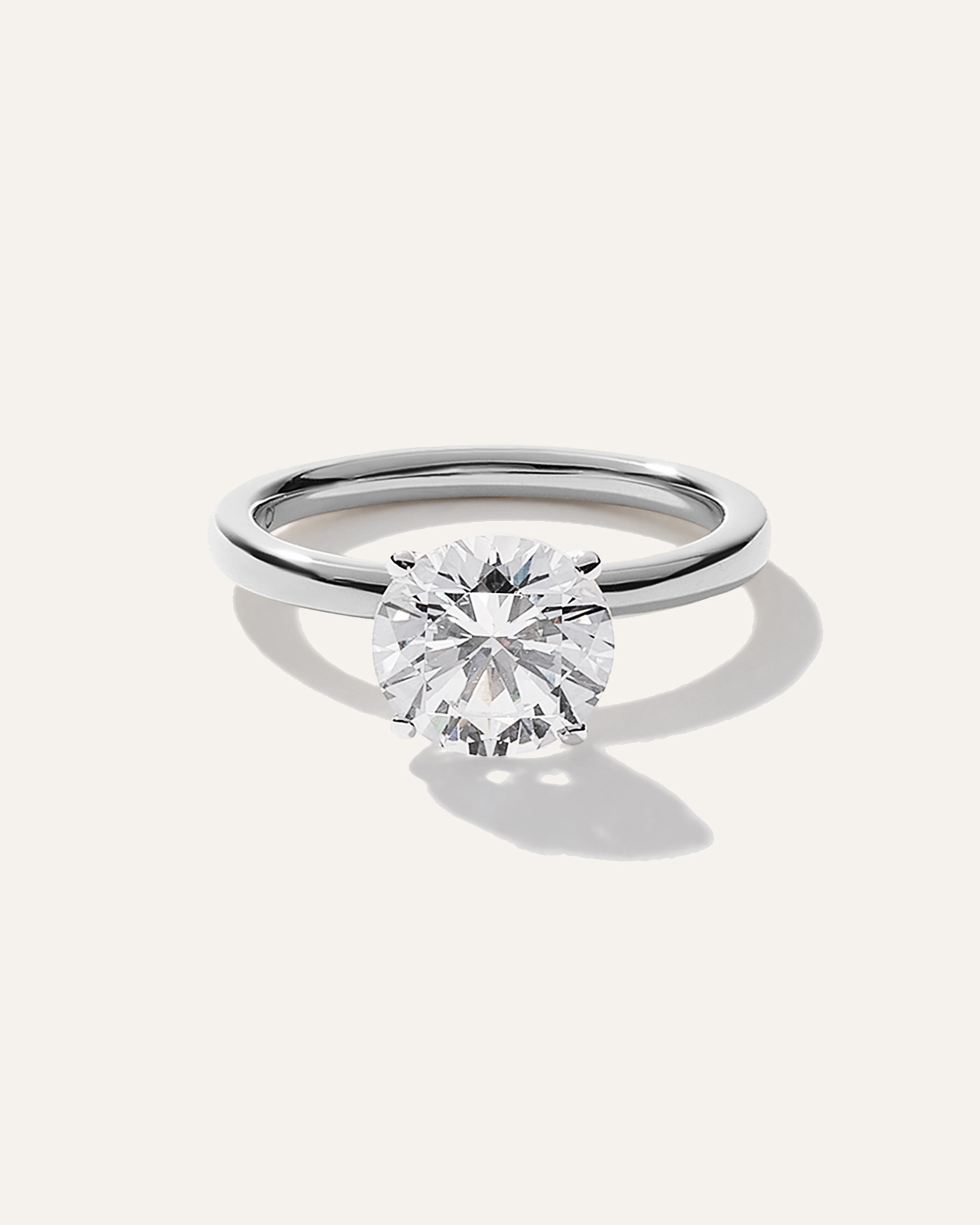 White Gold Lab Grown Diamond Round Comfort Fit Engagement Ring - 2ct