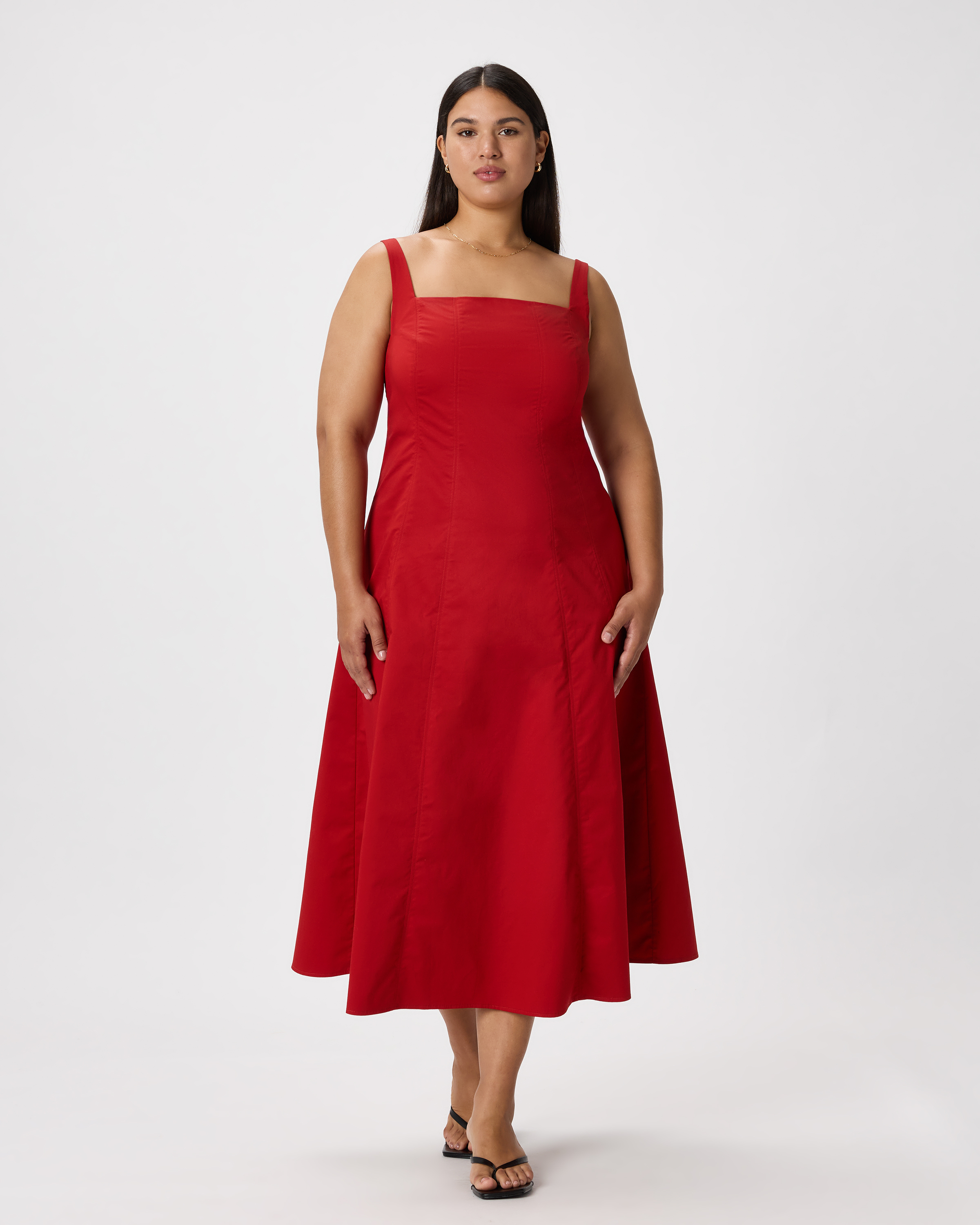 Chile Stretch Twill Fit & Flare Midi Dress