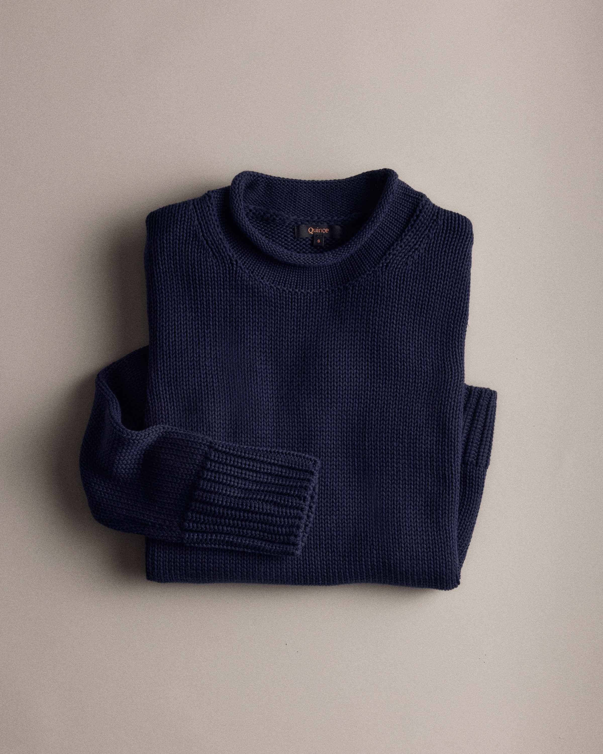 Navy 100% Organic Cotton Roll Neck Sweater