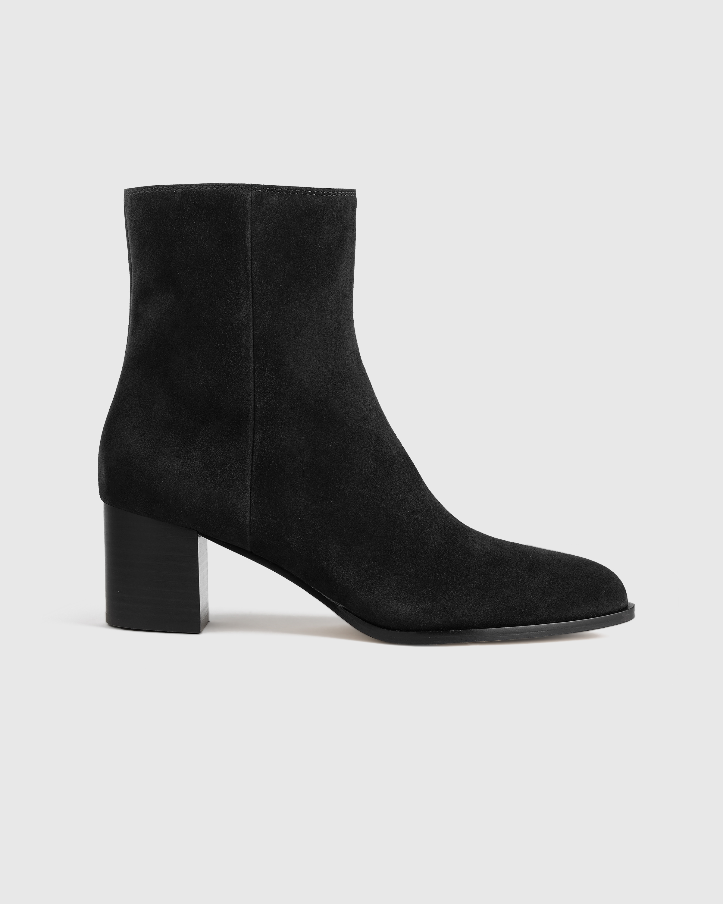 Black Suede Italian Leather Heeled Ankle Boot