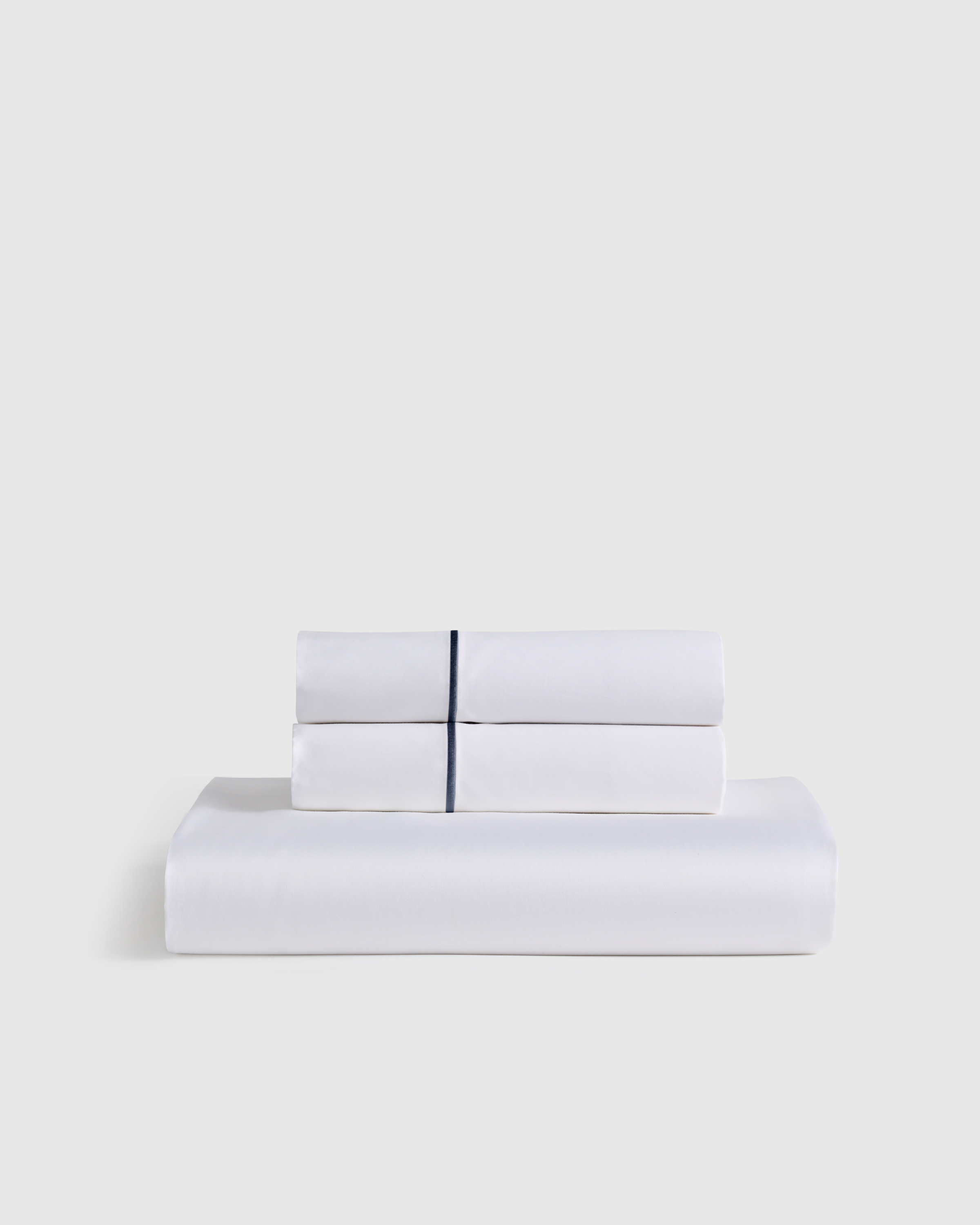 White/Mineral Signature Giza Cotton Sateen Embroidered Fitted Sheet Set