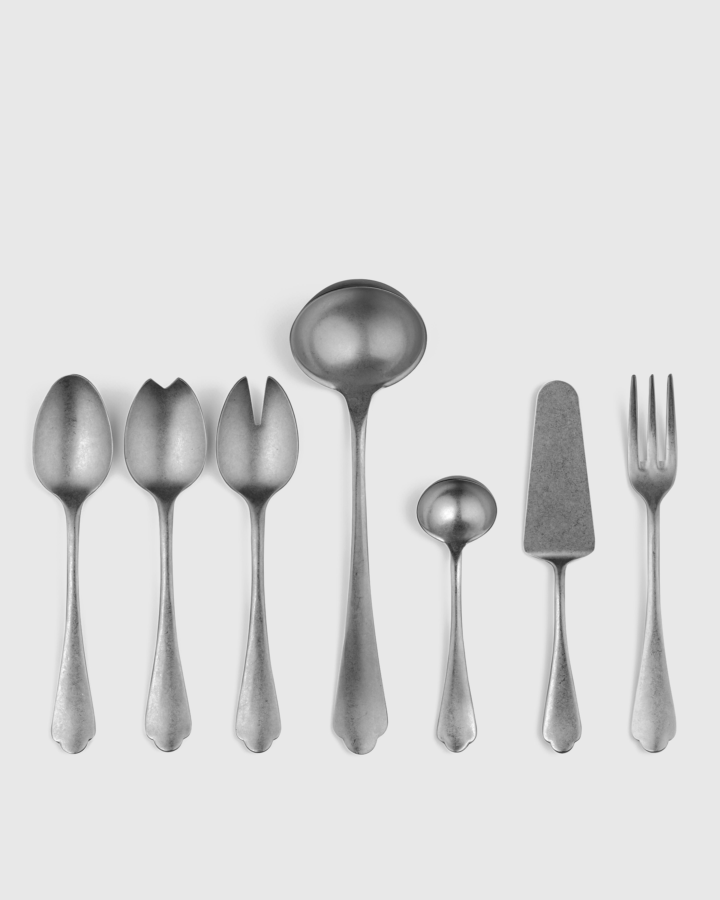 Pewter Stainless Steel Dolce Vita 7-Pc Serving Utensil Set by Mepra