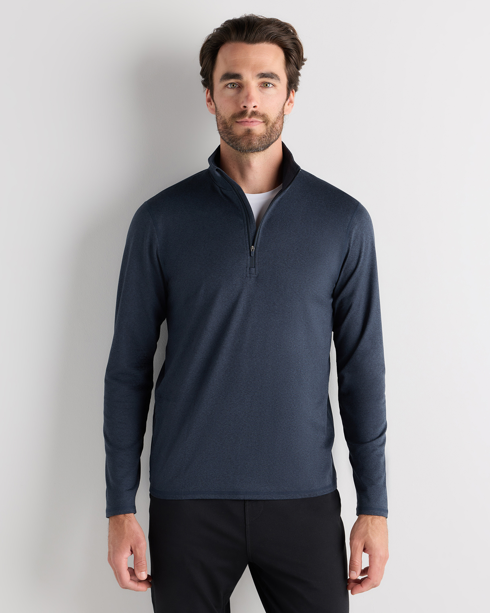 Heather Deep Navy Flowknit Performance Half-Zip