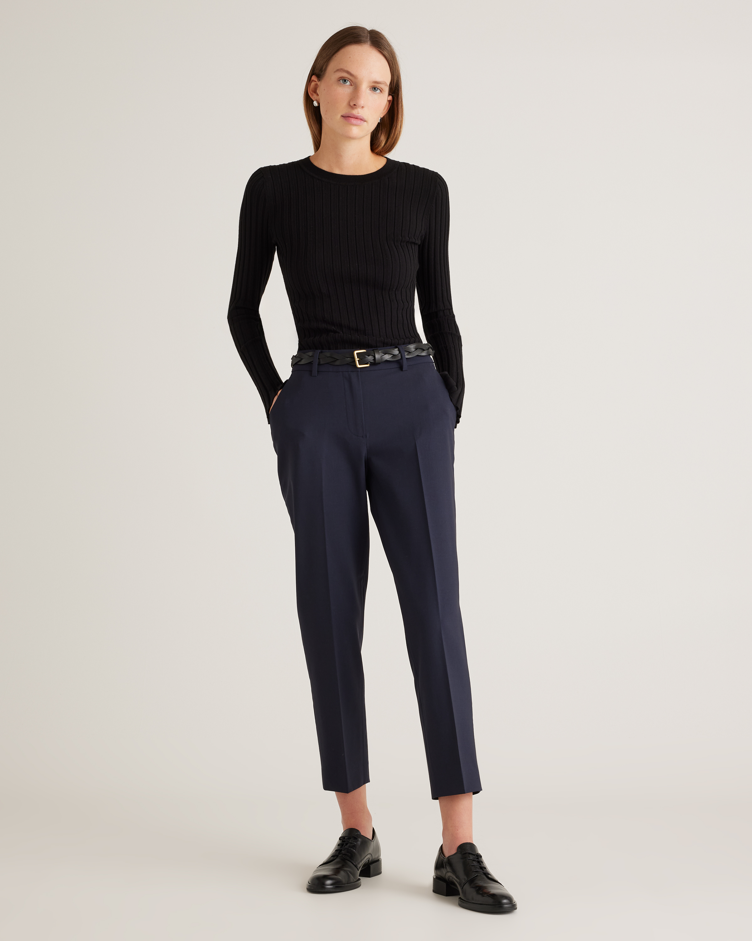 Italian Wool Slim Leg Ankle Pants