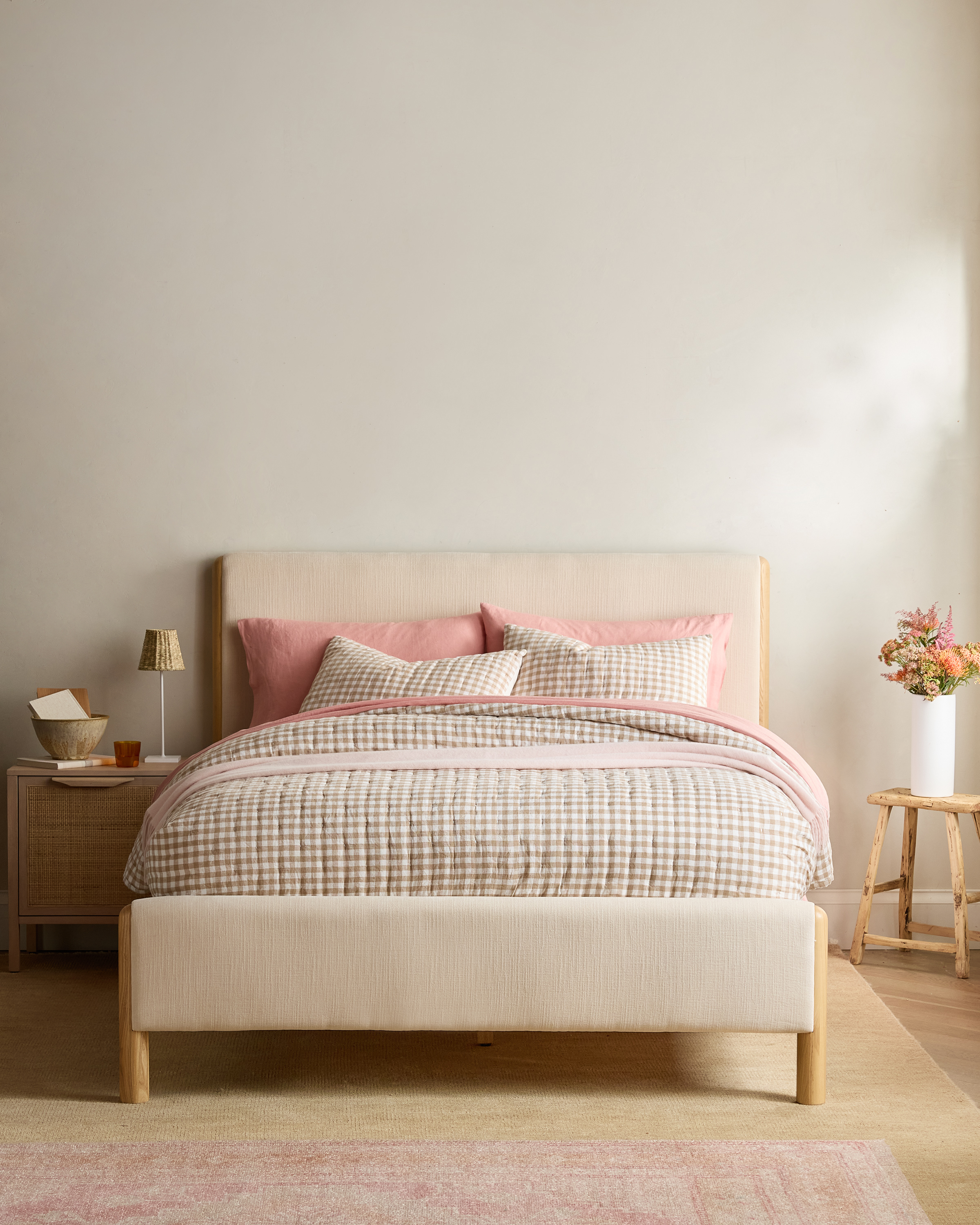Cafe Gingham European Linen Patterned Quilt Set