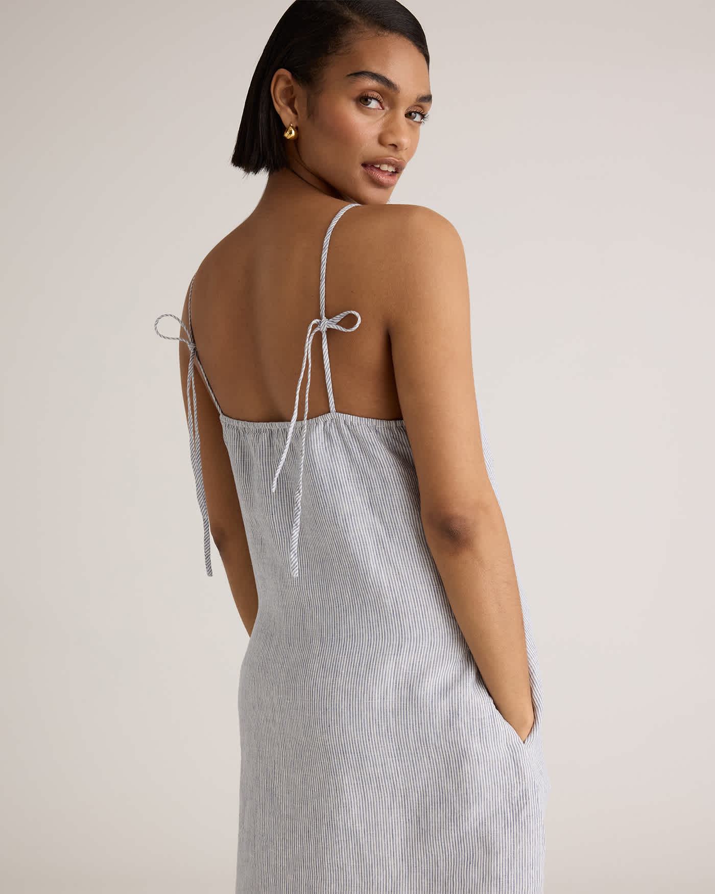 100% European Linen Spaghetti Strap Mini Dress 100% European Linen Spaghetti Strap Mini Dress