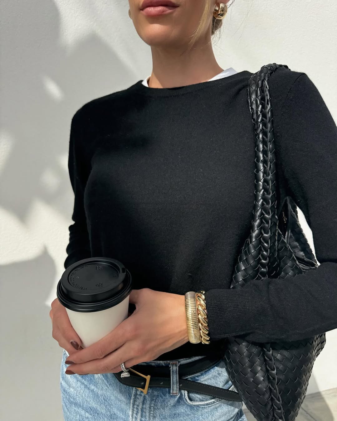 Black Mongolian Cashmere Crewneck Sweater