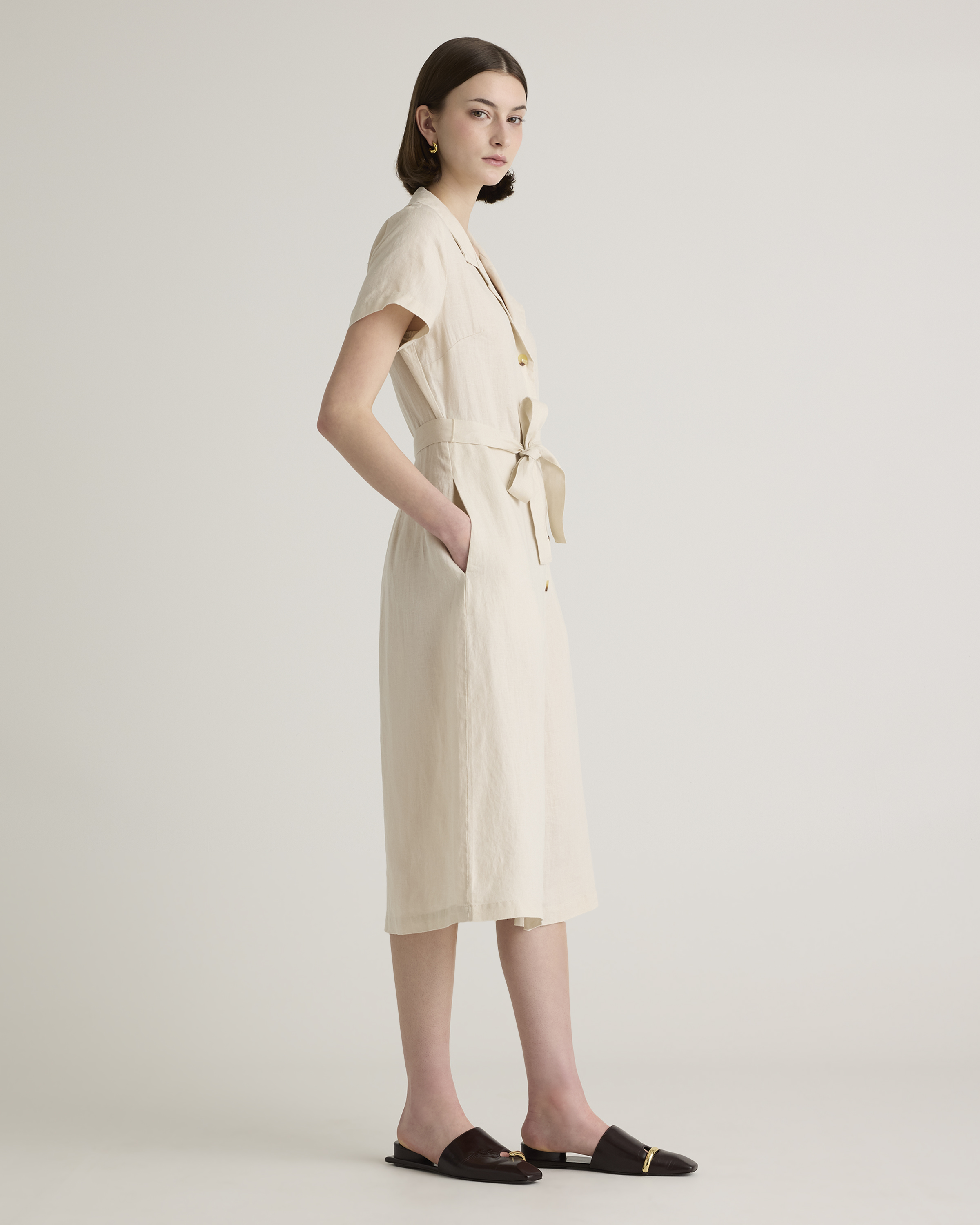 linen dress pockets HYDRA LONG LINEN DRESS – Mediterraneo Boutique Italiana main image 1