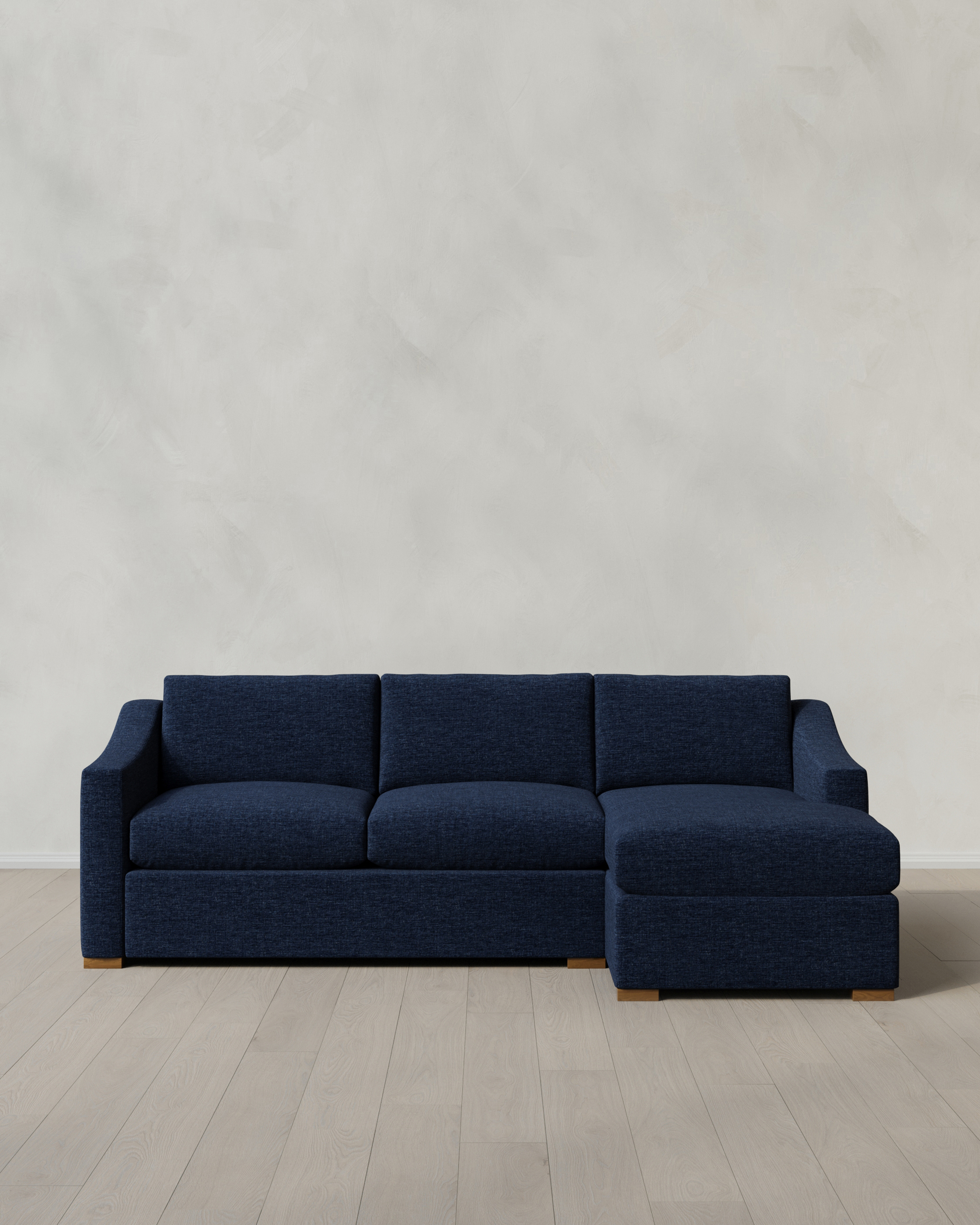 Ink Hollis Slope Arm Chaise Sectional in Performance Chenille Linen Blend