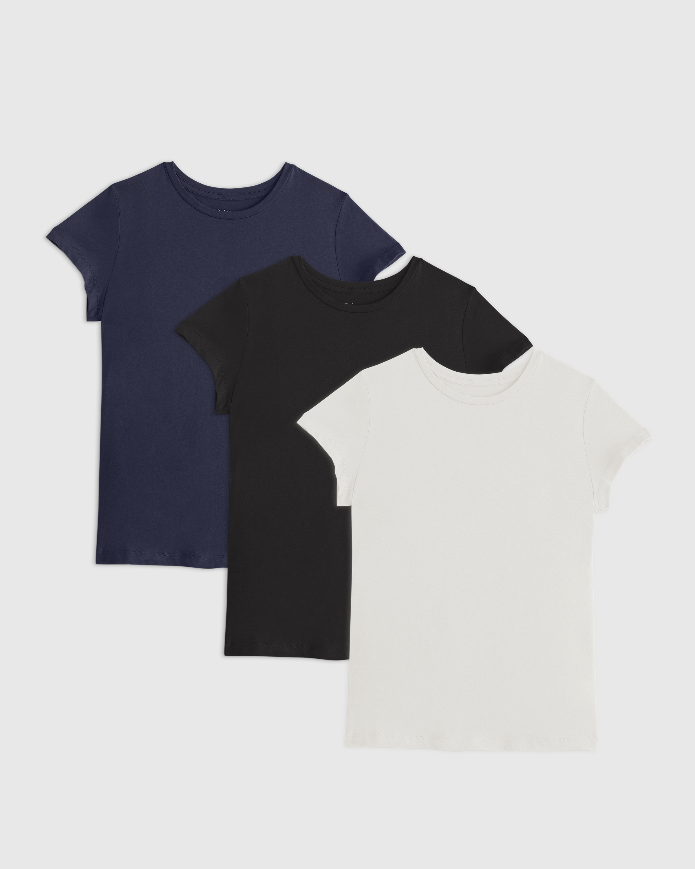 Navy Cotton Modal Crew Neck Swing Tee 3 Pack Bundle