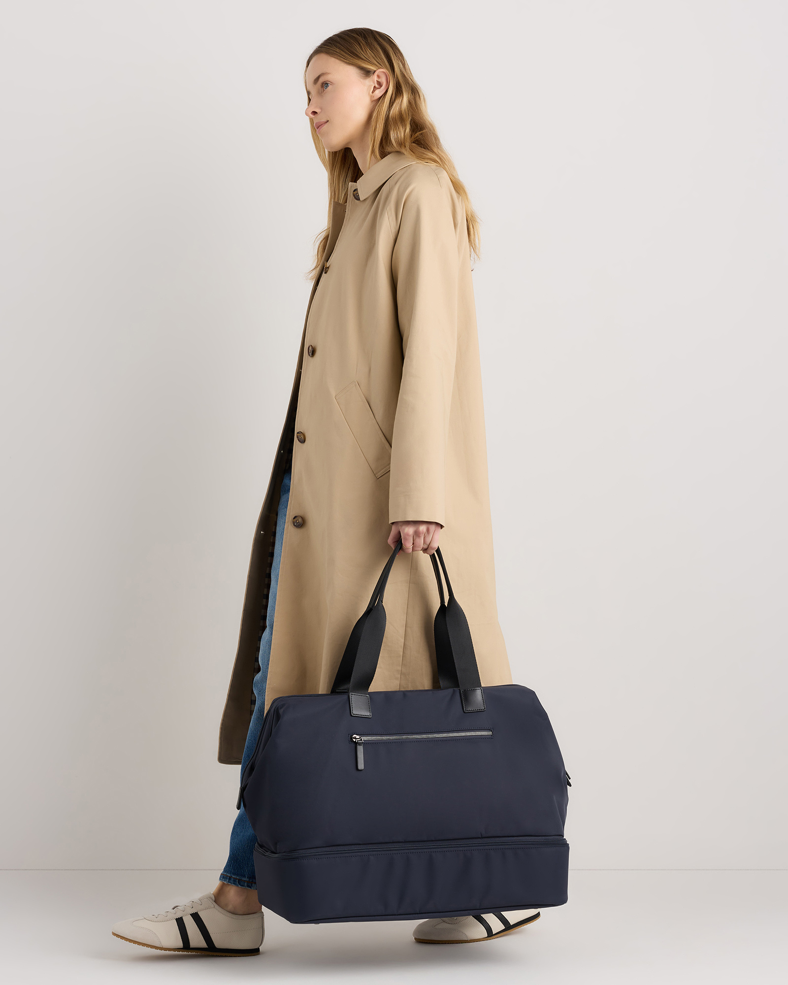 Voyage Nylon Dual Compartment Weekender in Navy