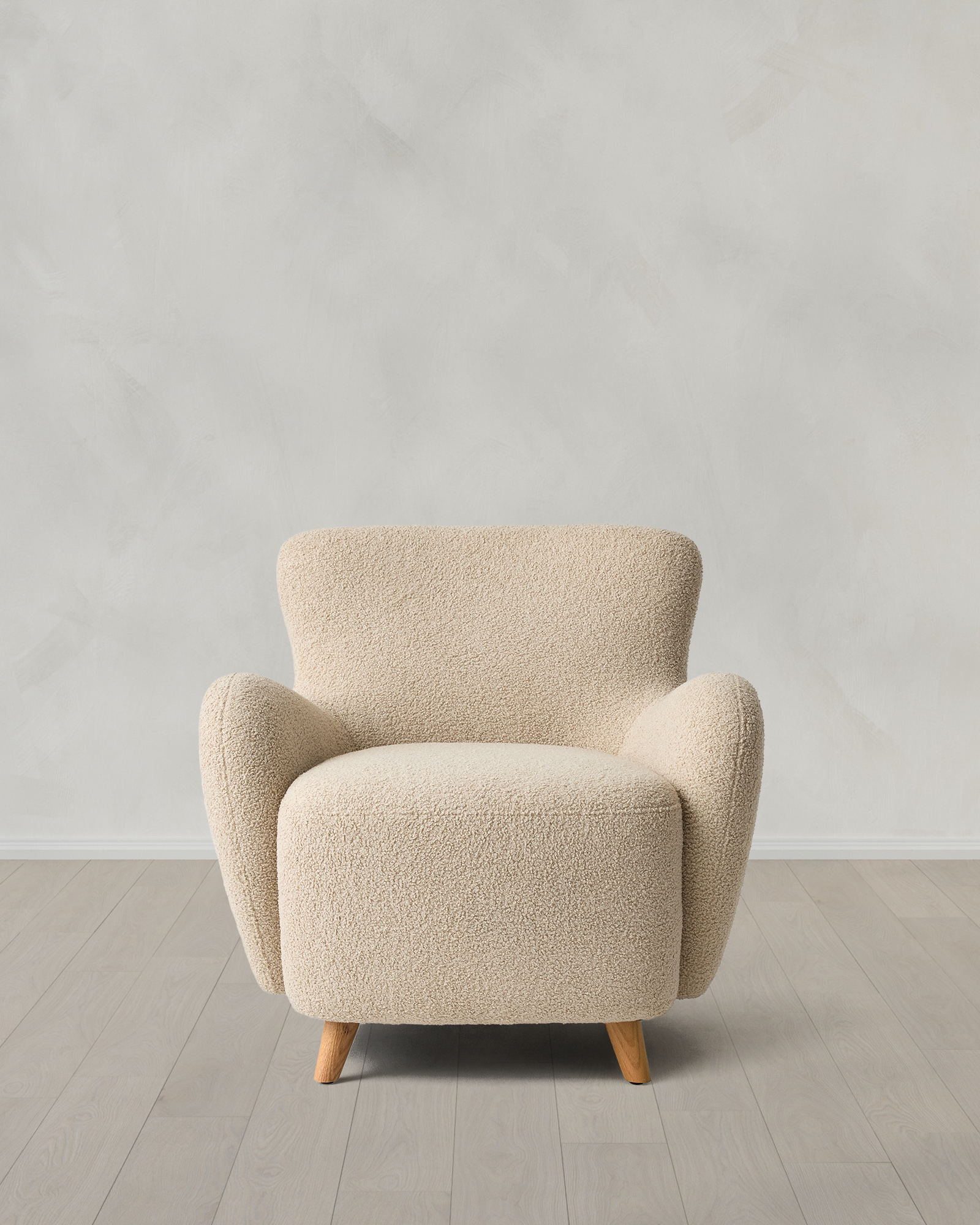 Oatmeal Teddy Boucle Wingback Accent Chair