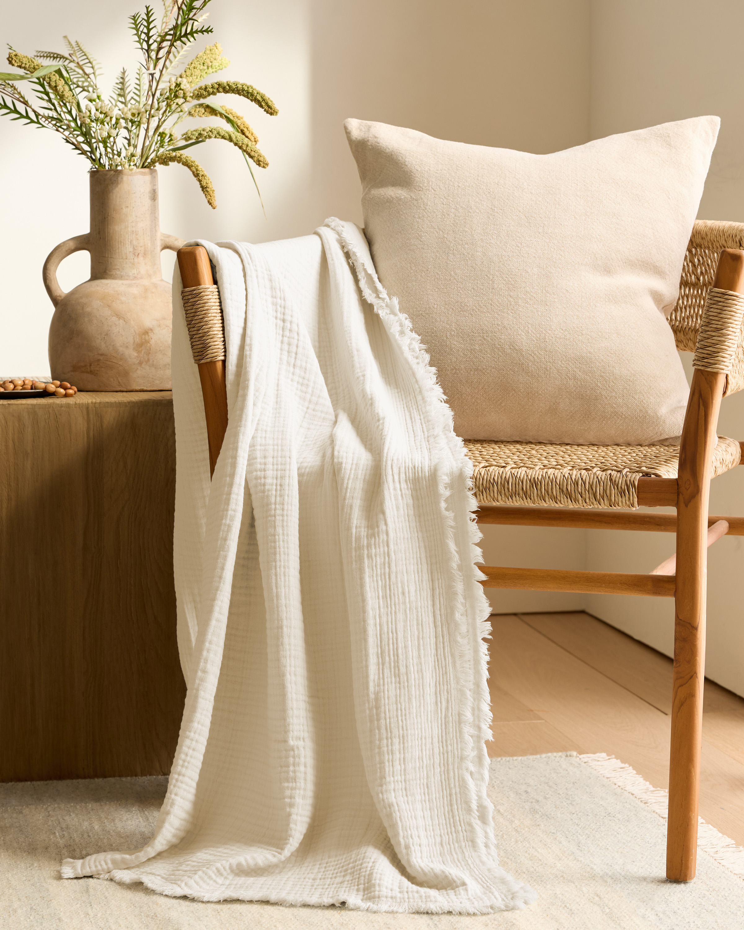 Undyed Organic Cotton Gauze Throw