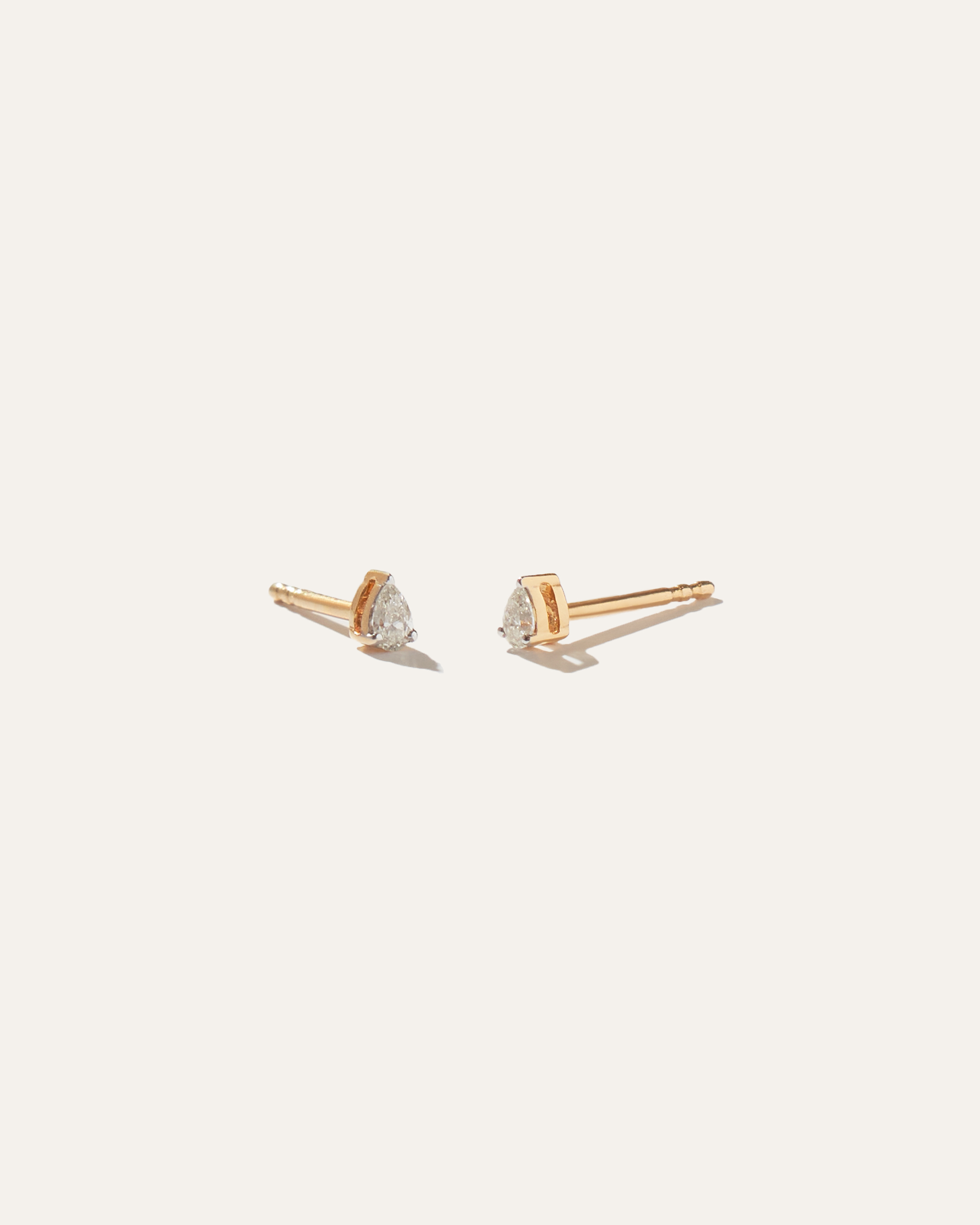14K Gold Petite Pear Diamond Studs