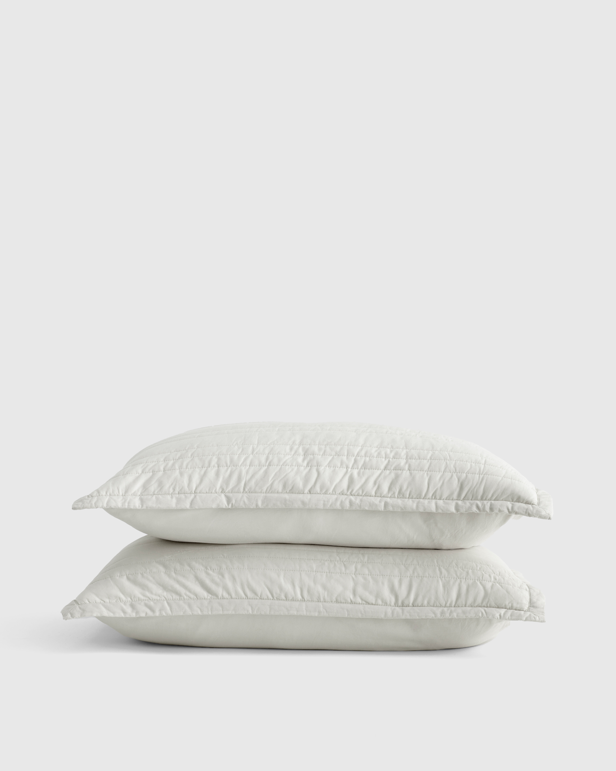 Light Grey Organic Cotton Stripe Stitch Quilted Sham Set