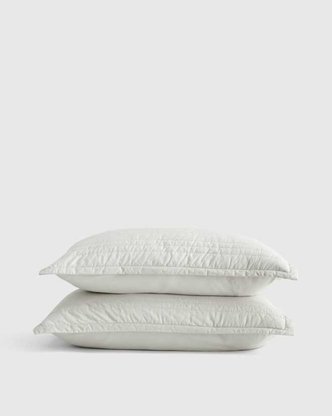 Light Grey Organic Cotton Stripe Stitch Quilted Sham Set