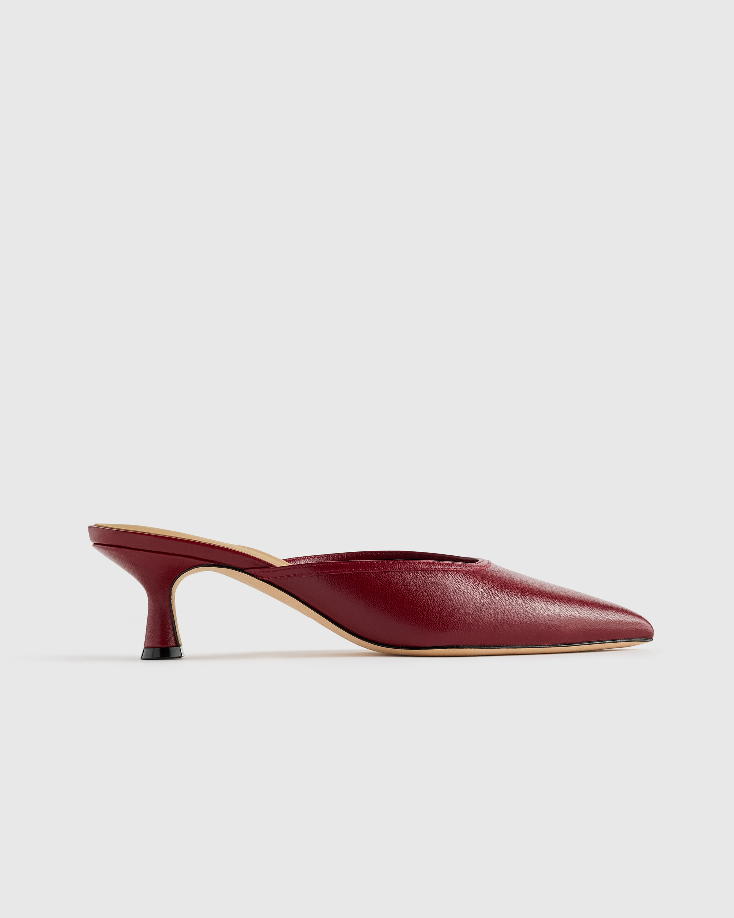 Garnet Italian Leather 55mm Kitten Heel Mule