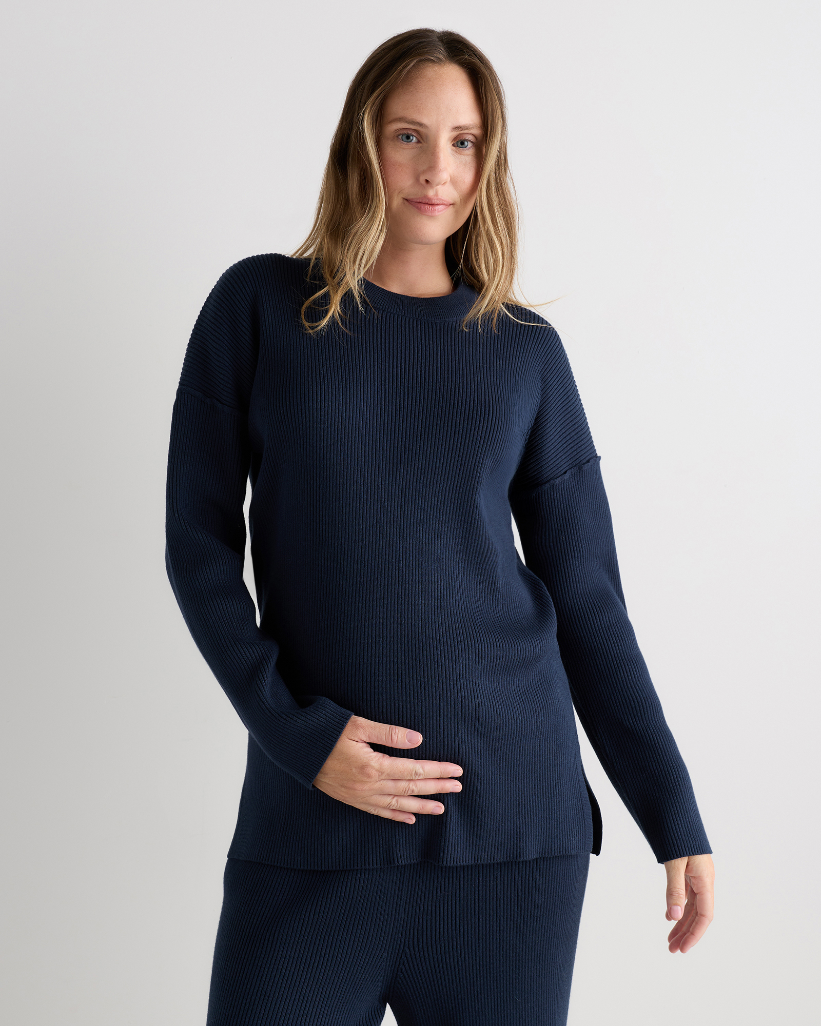 Atlas Navy Cotton Cashmere Oversized Maternity Sweater