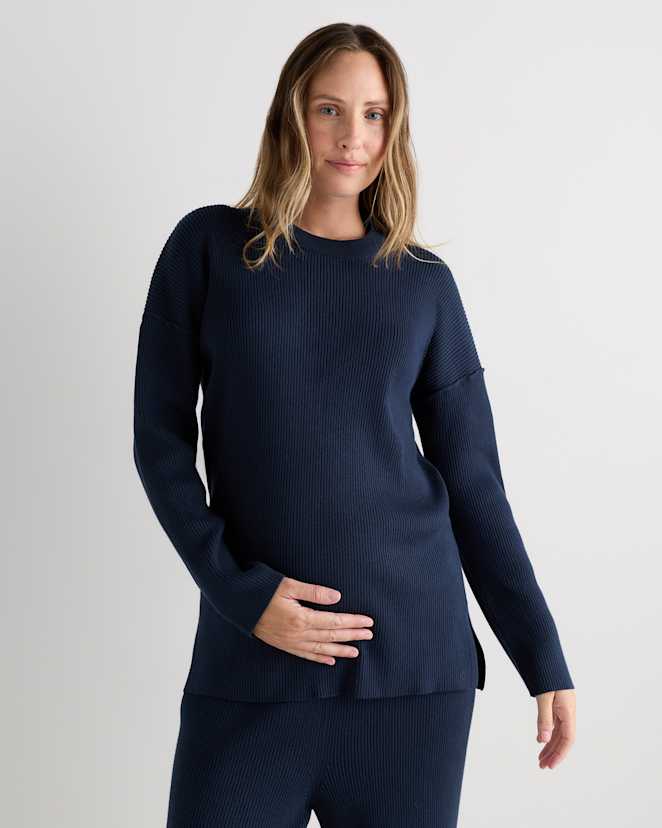 Atlas Navy Cotton Cashmere Oversized Maternity Sweater