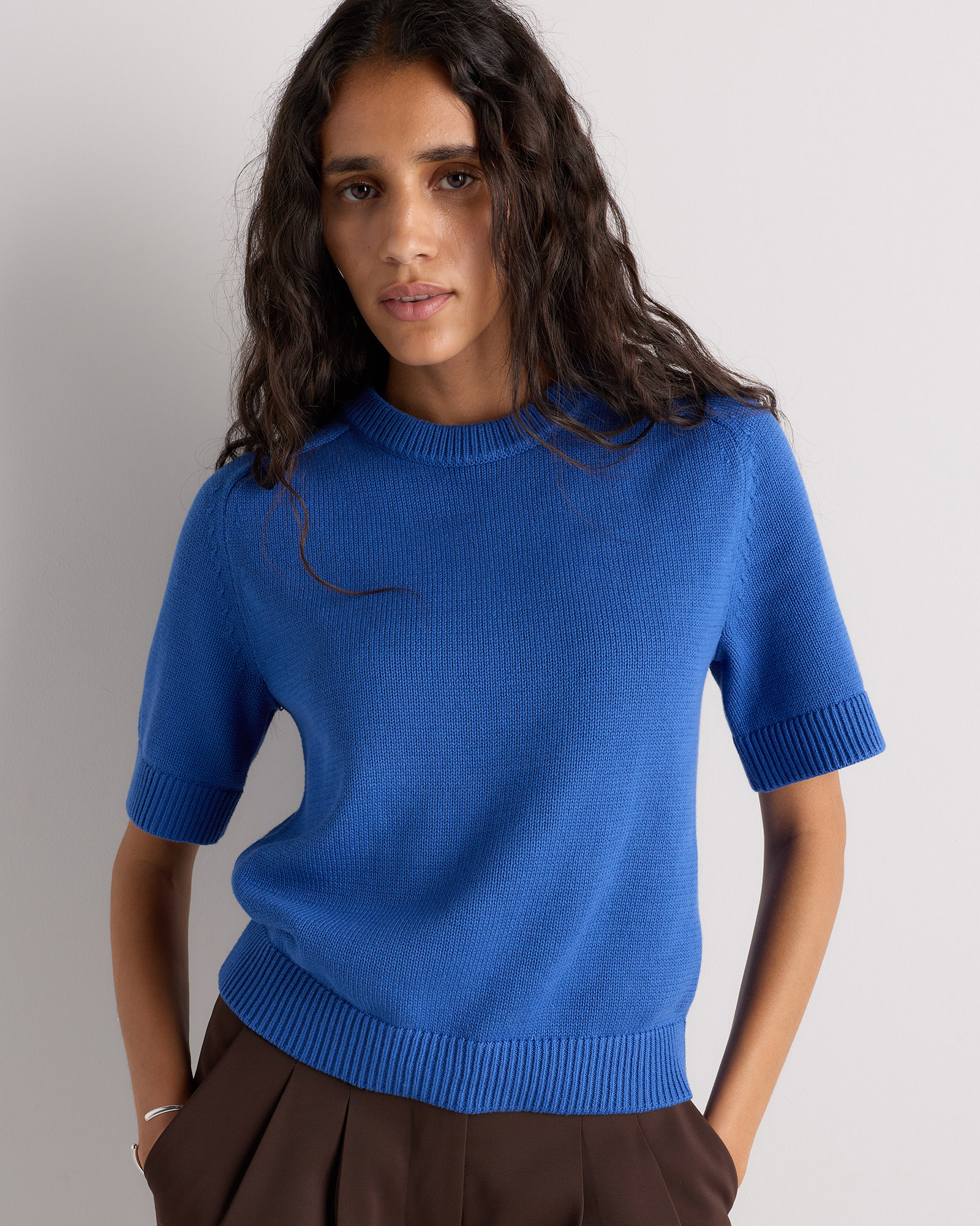 Sapphire Blue 100% Organic Cotton Sweater Tee