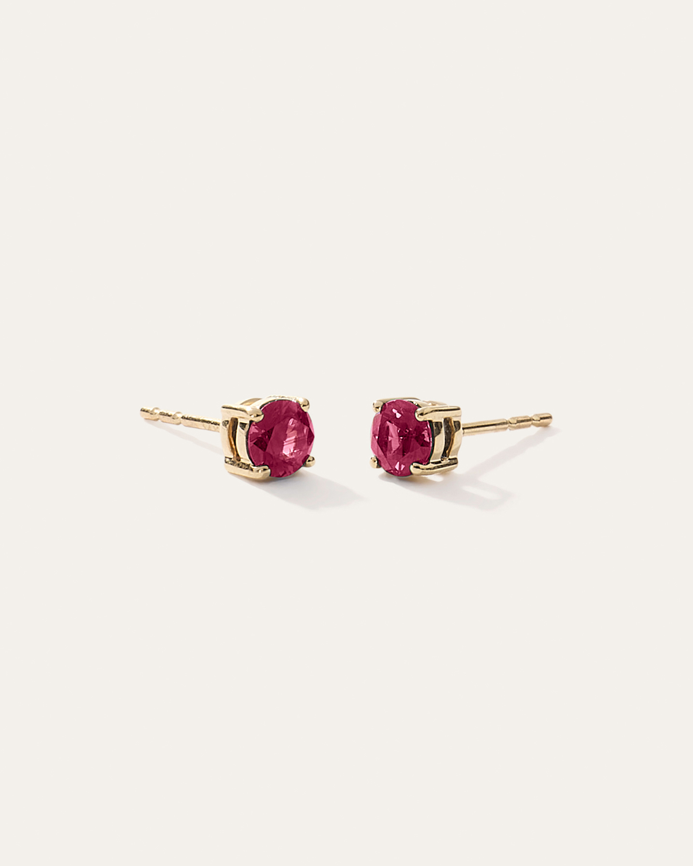 Ruby 14K Gold Gemstone Solitaire Studs