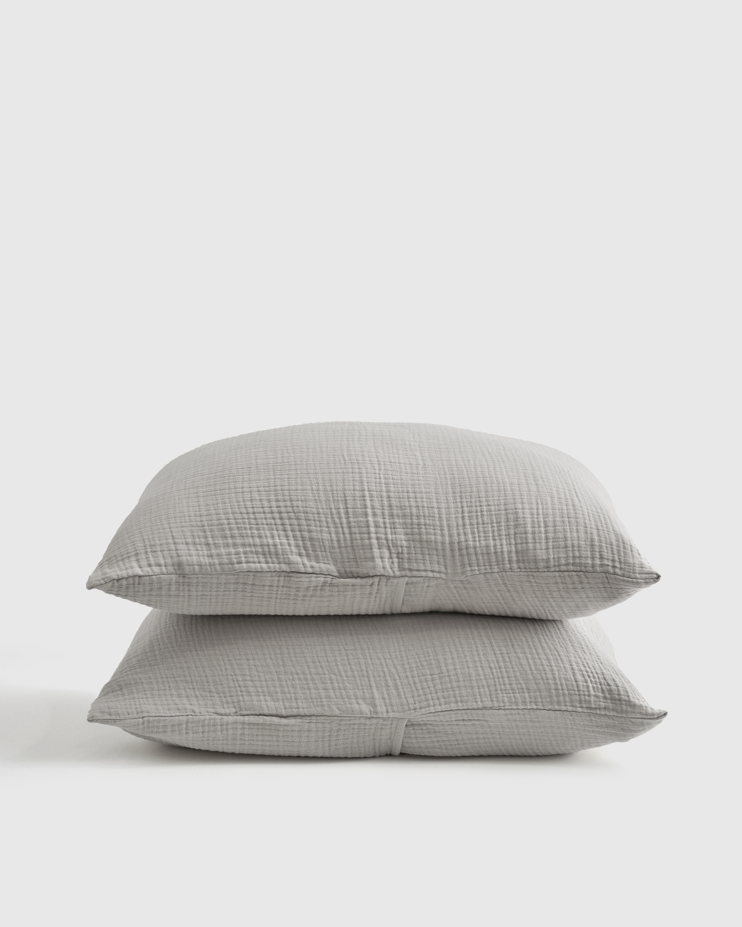 organic cotton gauze sham set, standard, light grey