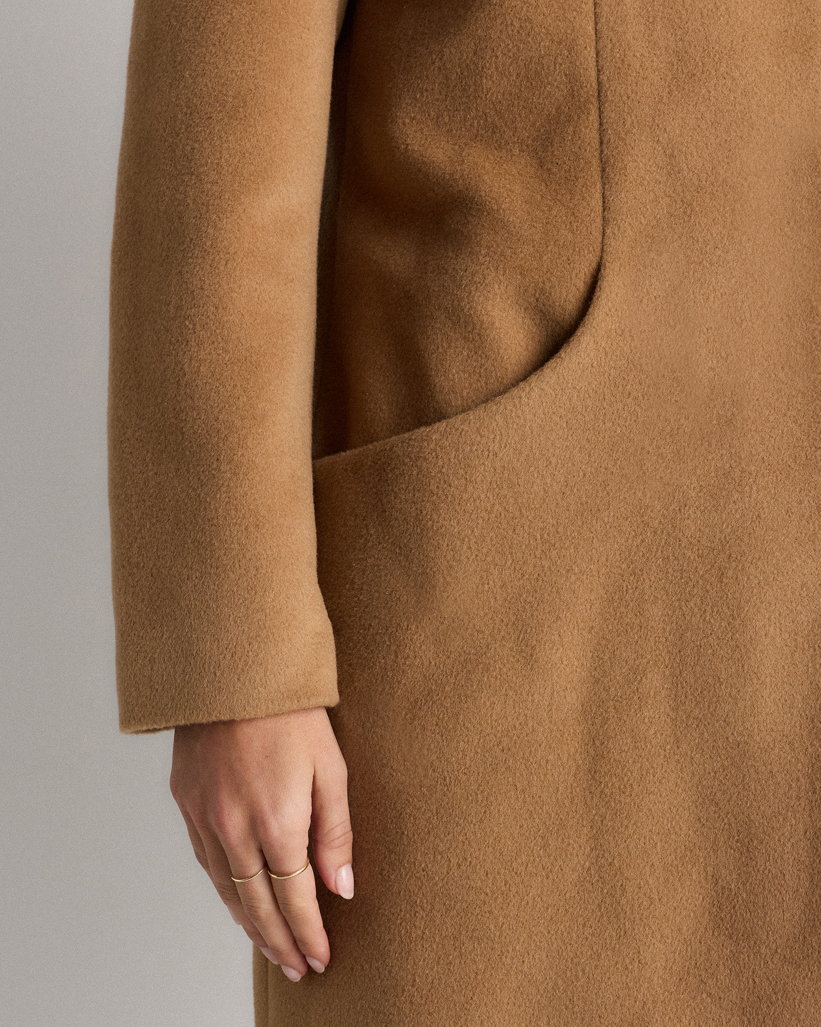 Wool Cashmere Cocoon Coat in Caramel