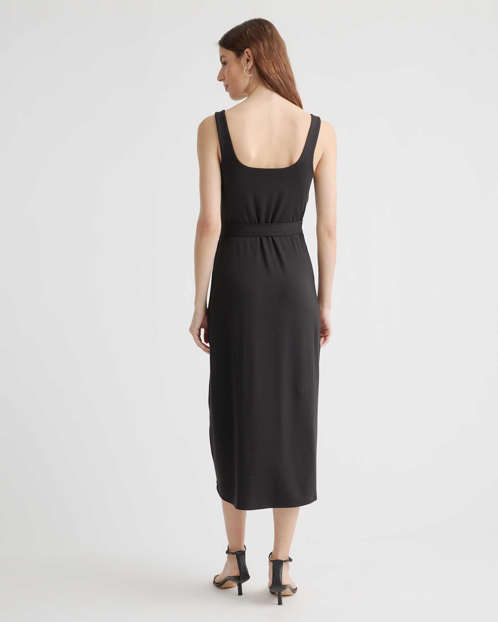 tencel jersey side tie midi dress Quince | Dresses | Quince Women Tencel Jersey Side Tie Midi Dress Black L